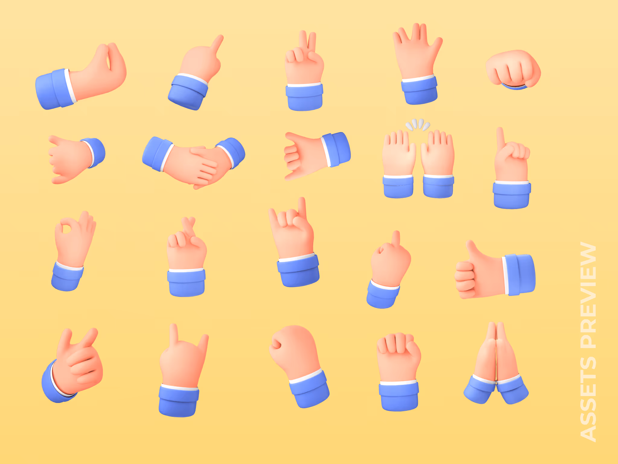 Close-up of a 3D hand illustration for branding