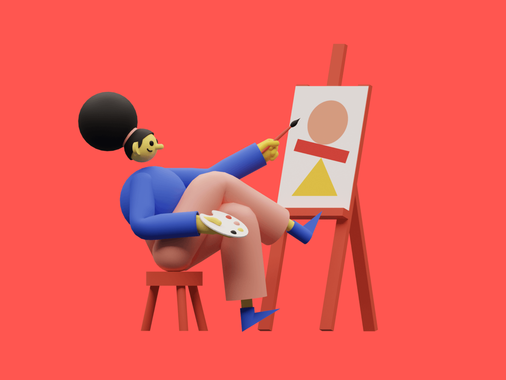 Colorful 3D character illustration for web use