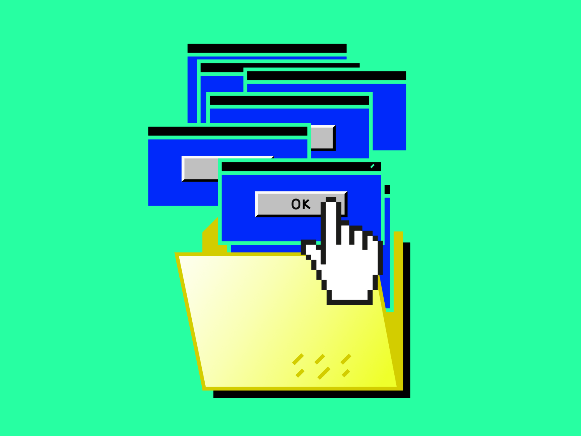 Bright vector art highlighting 90s nostalgia