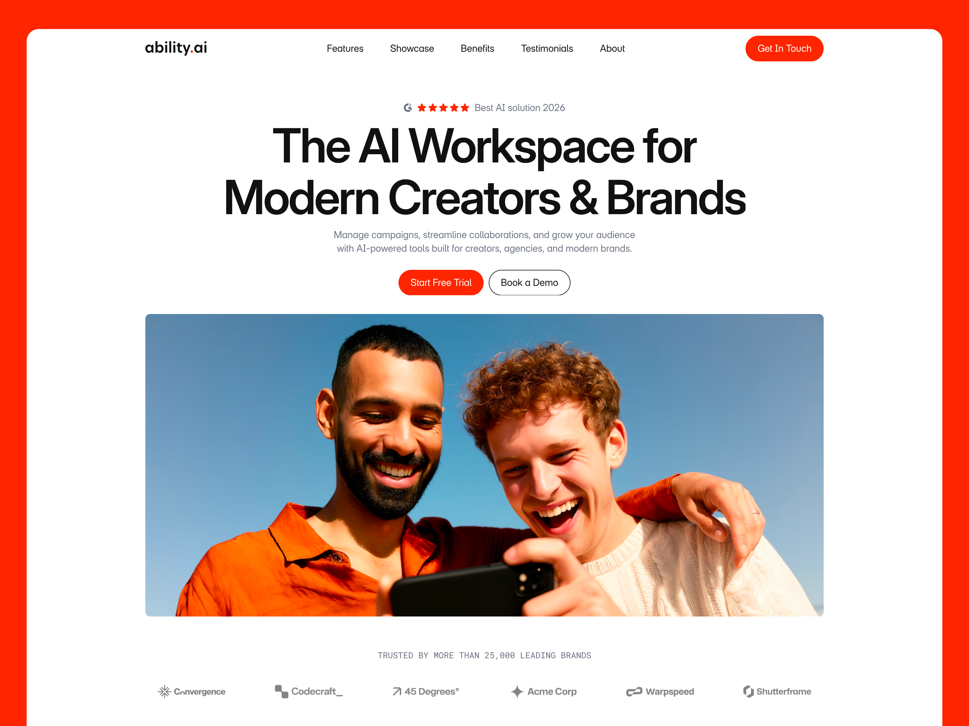 Preview of Ability Framer template homepage