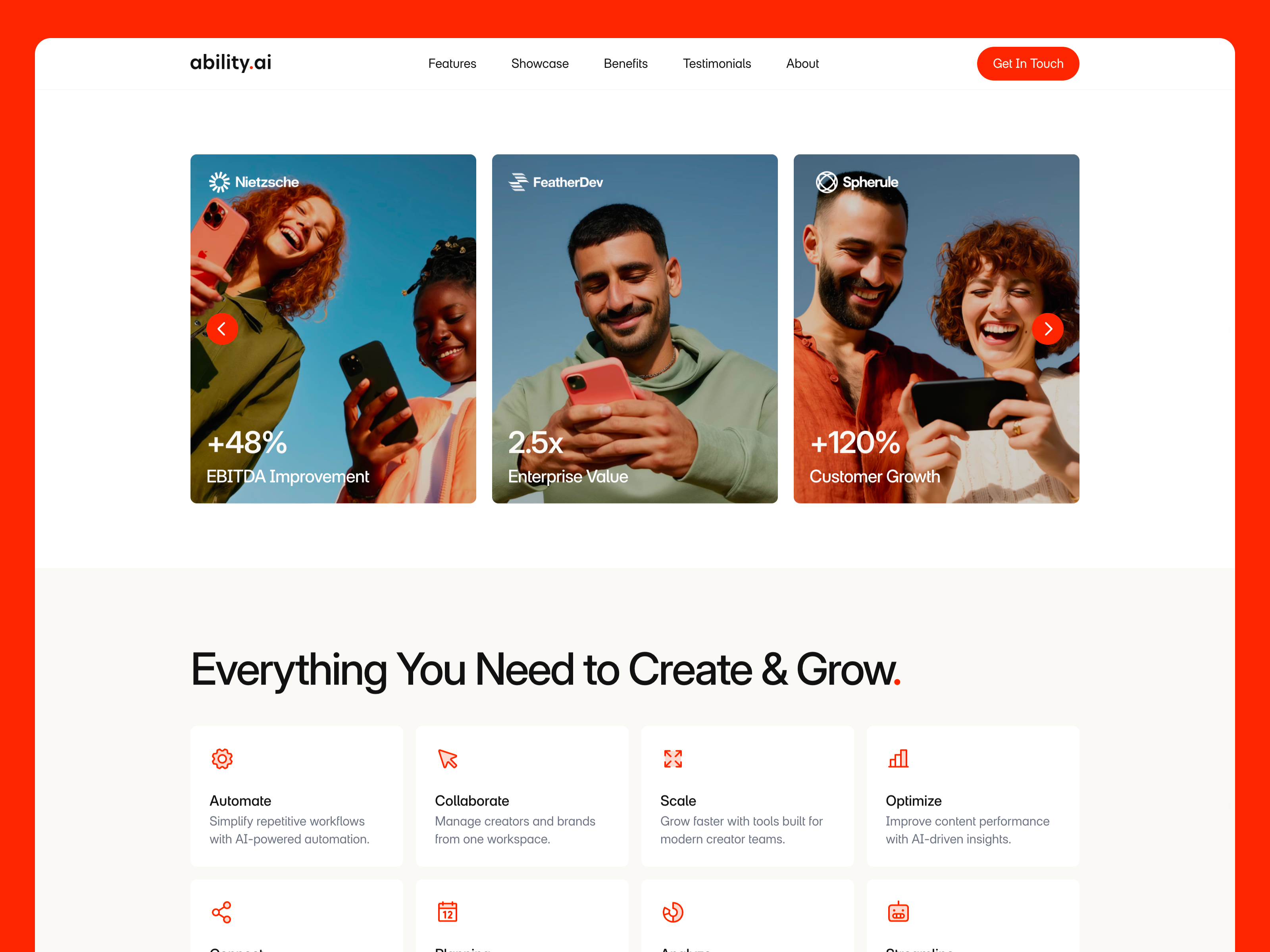 Example layout of Ability template for SaaS applications