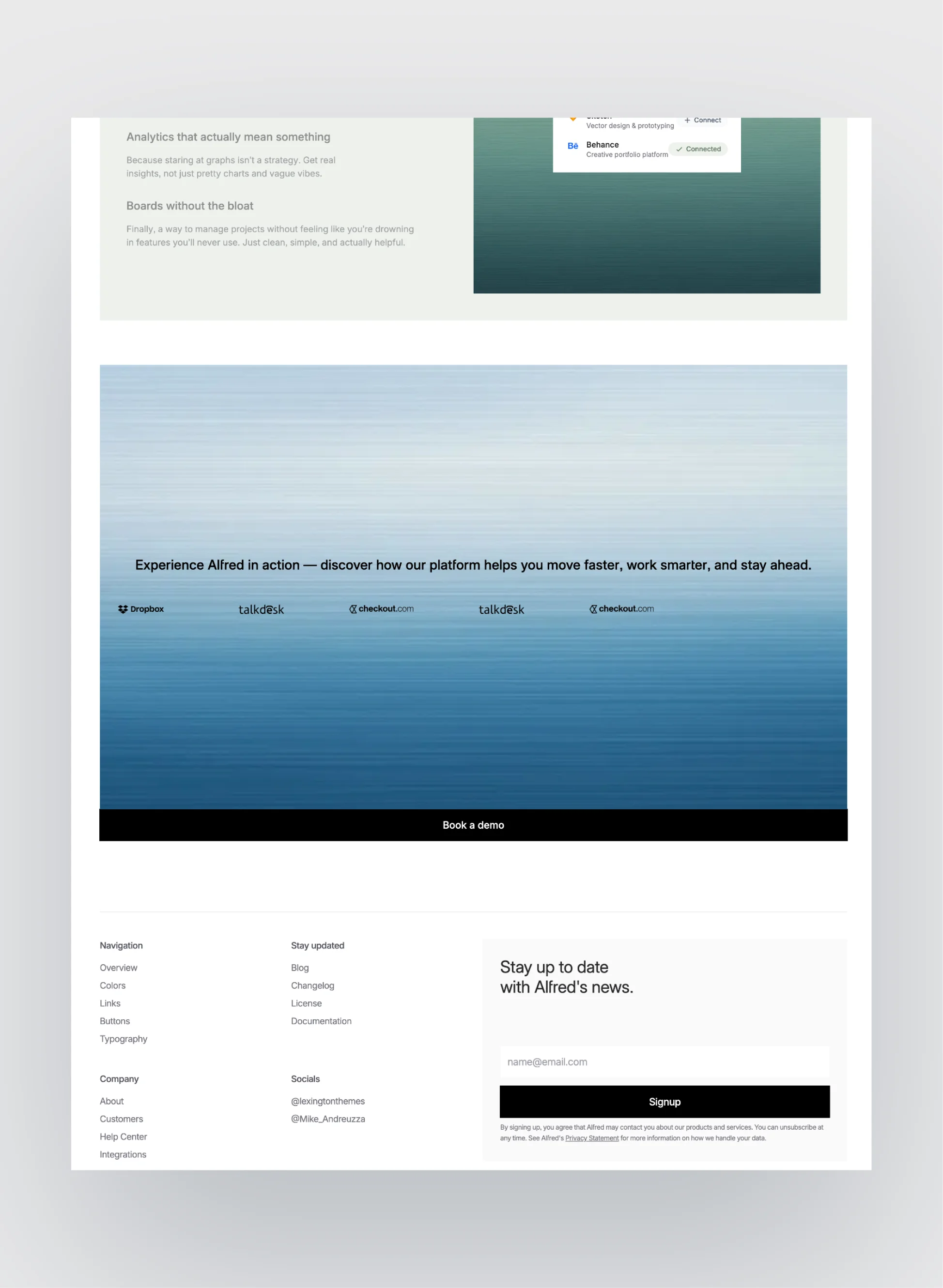 Alfred theme contact form section