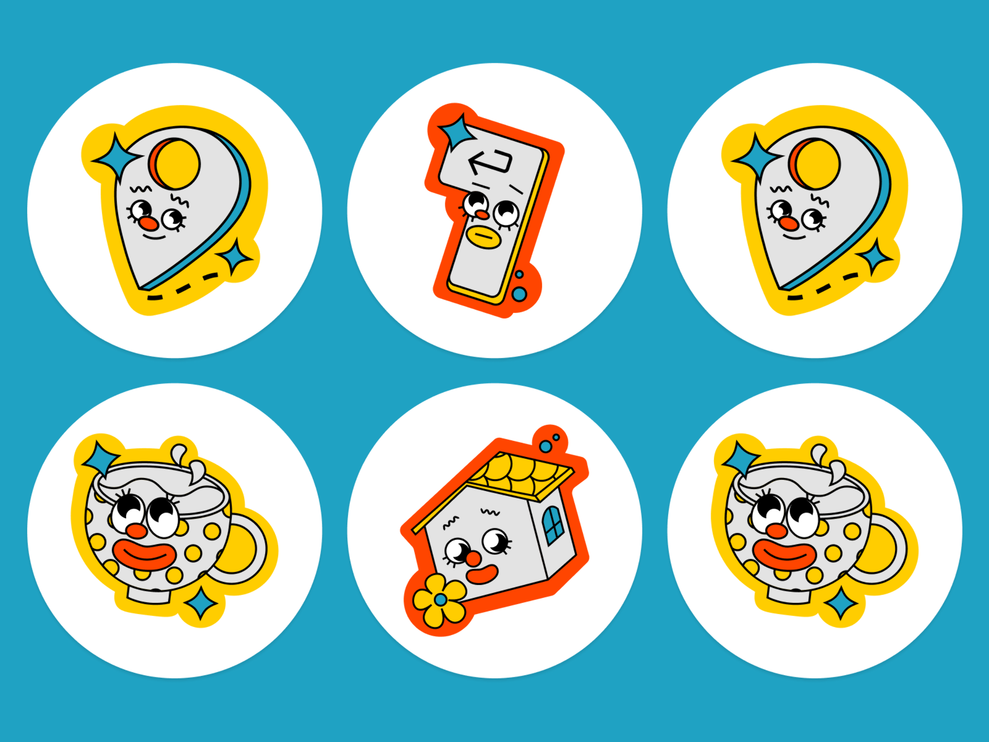 Colorful animated sticker of a happy face