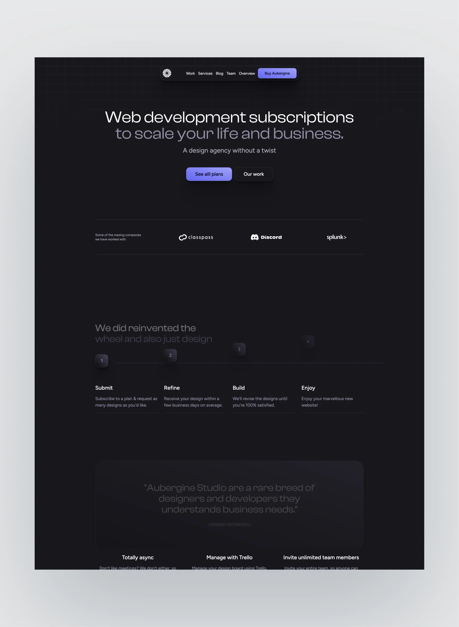 Refined agency layout in Aubergine