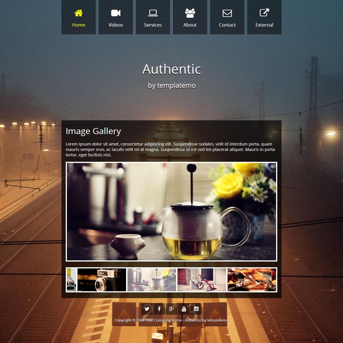 Preview of the Authentic HTML5 responsive template with sliding contents.