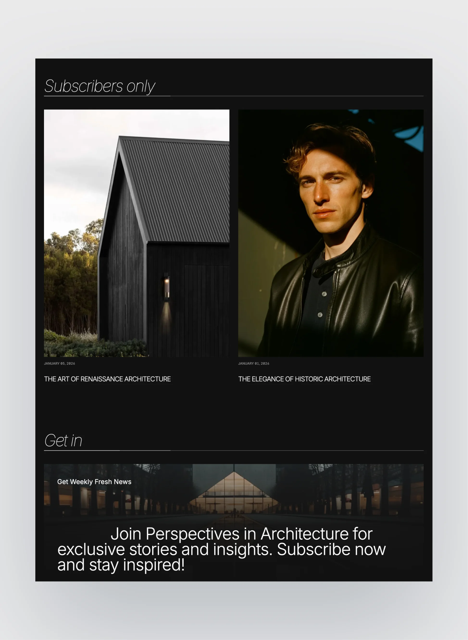 Typography layout example in the Author template