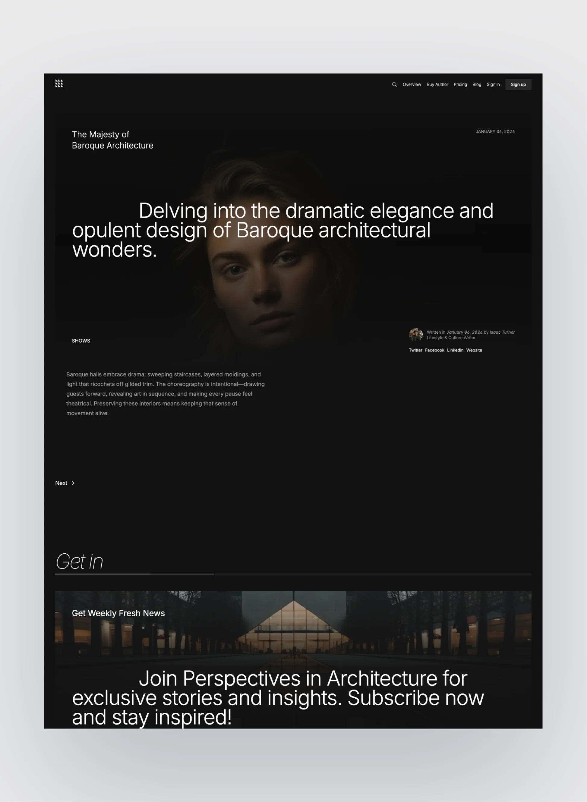 Sidebar example in the Author template