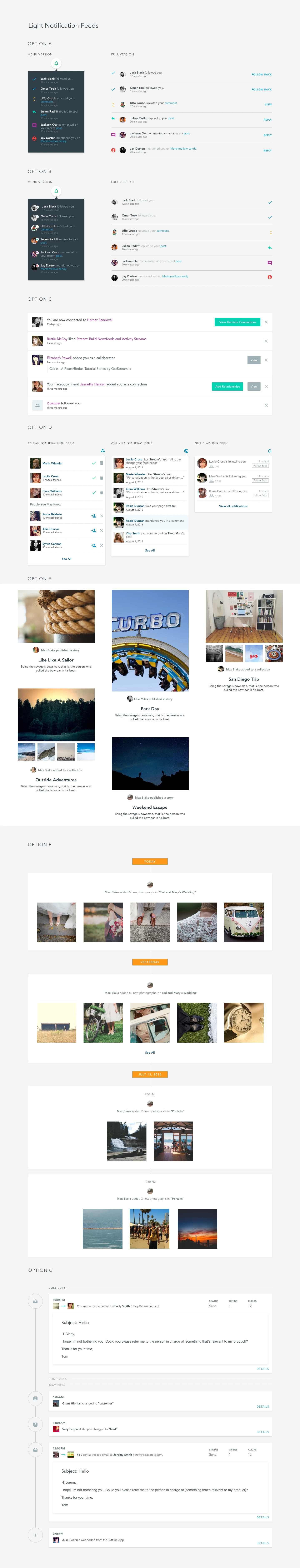 Example of user interaction in the sketch feed design