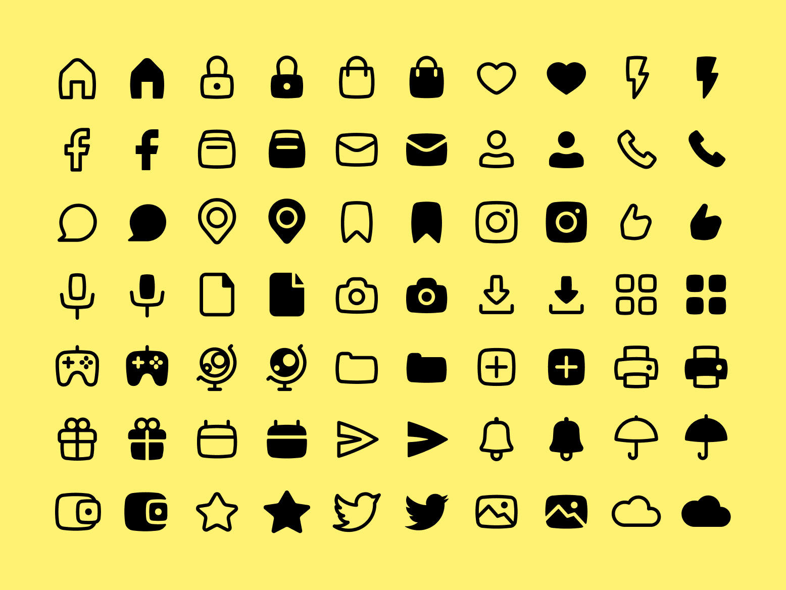 Basil icon set preview in solid style