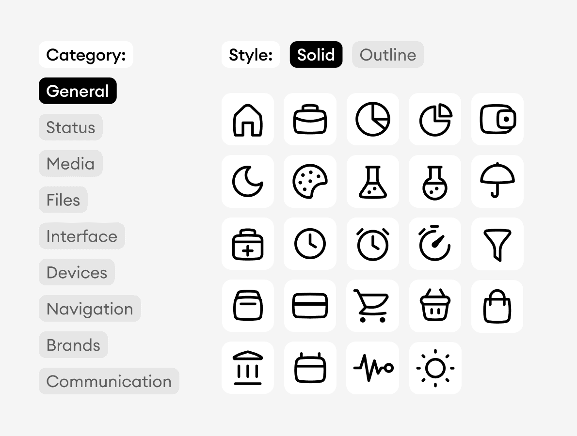 Basil icon examples for mobile UI