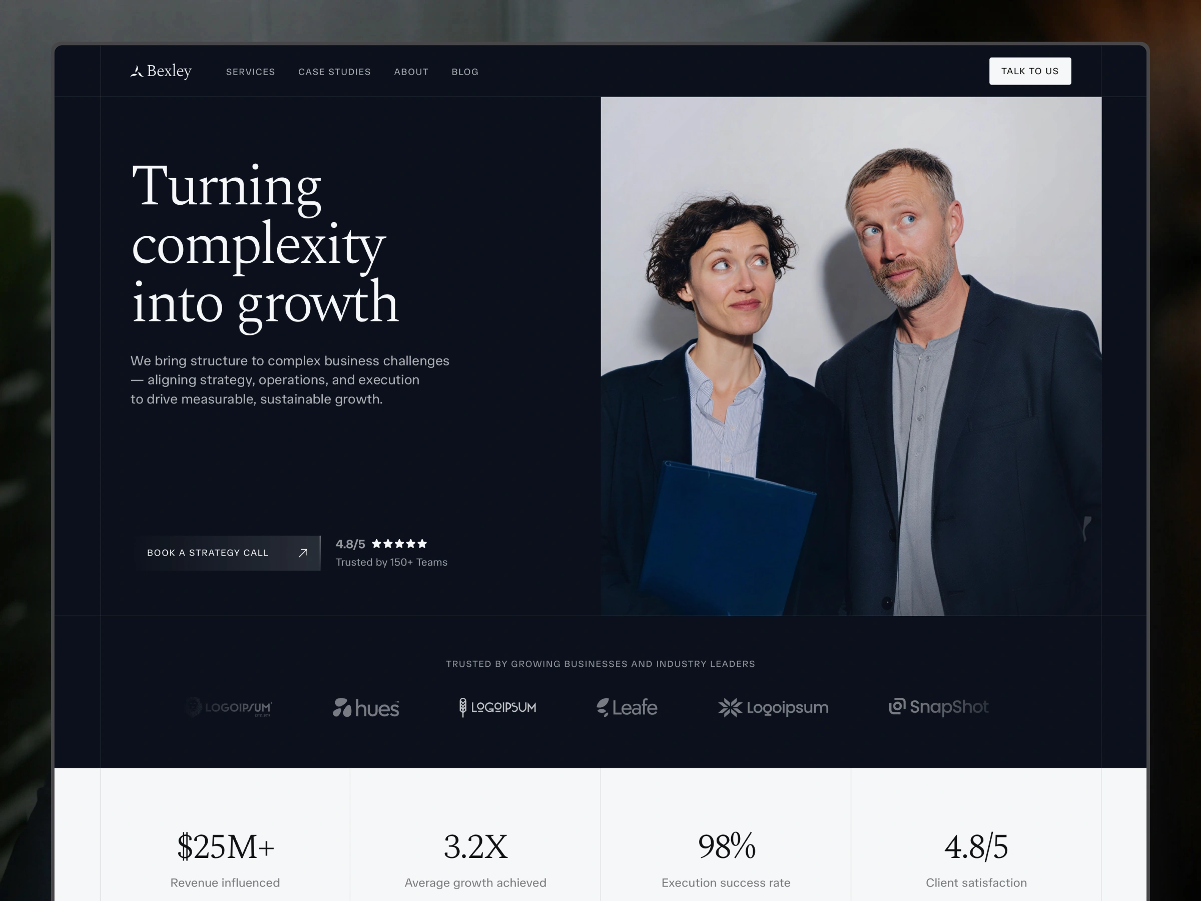 Bexley Framer template homepage view
