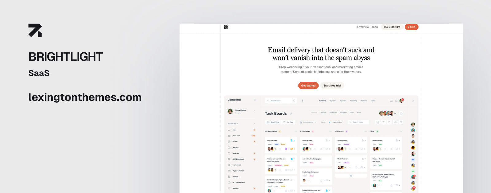 Brightlight homepage showcasing a clean structure
