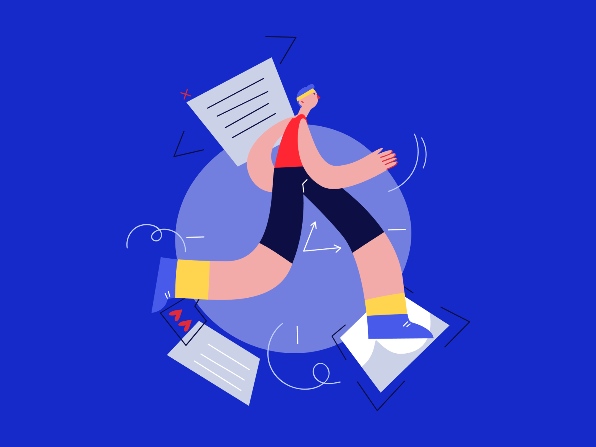Vector illustration of a modern tech scene depicting IT work.