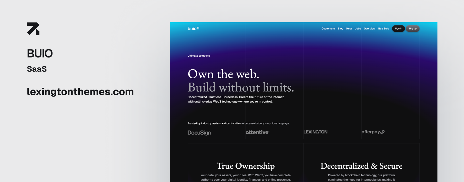 Buio dark SaaS theme preview 1