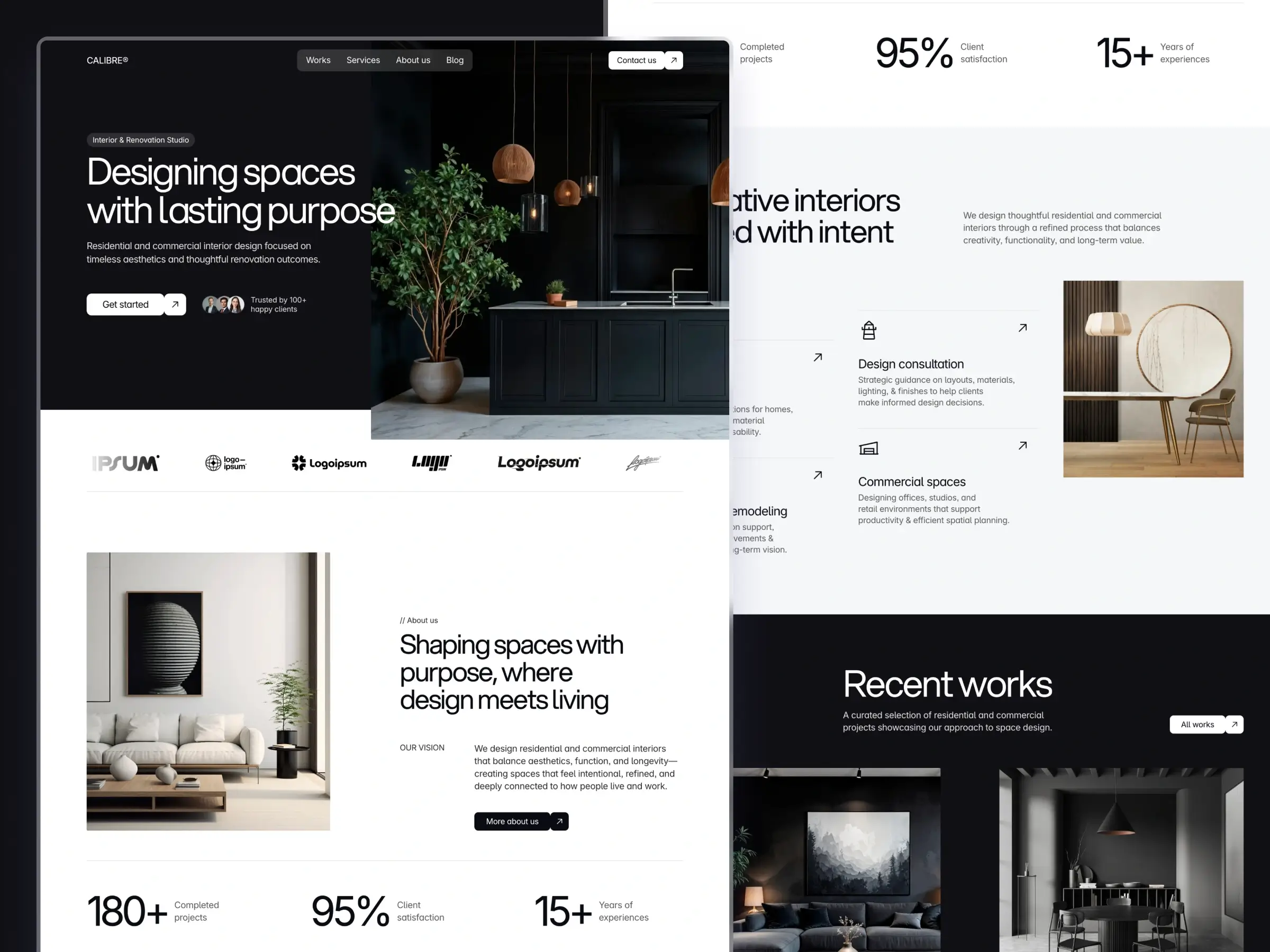 Preview of Calibre interior design Framer template