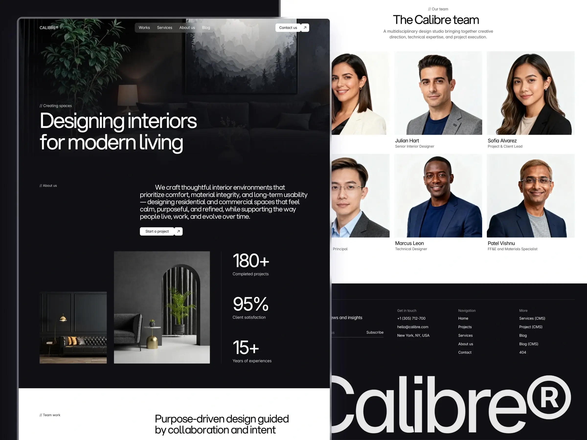 Service section layout in Calibre Framer template