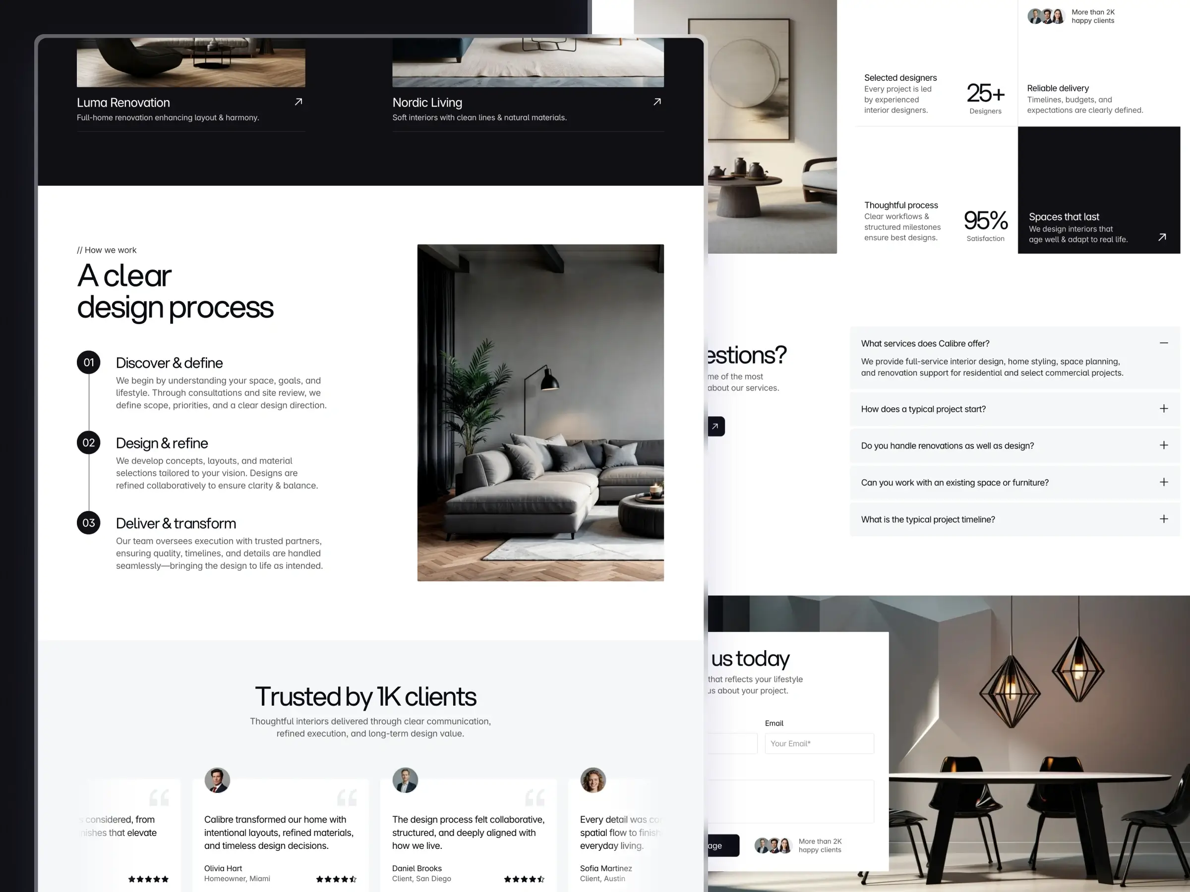 Conversion-focused CTA section in Calibre template