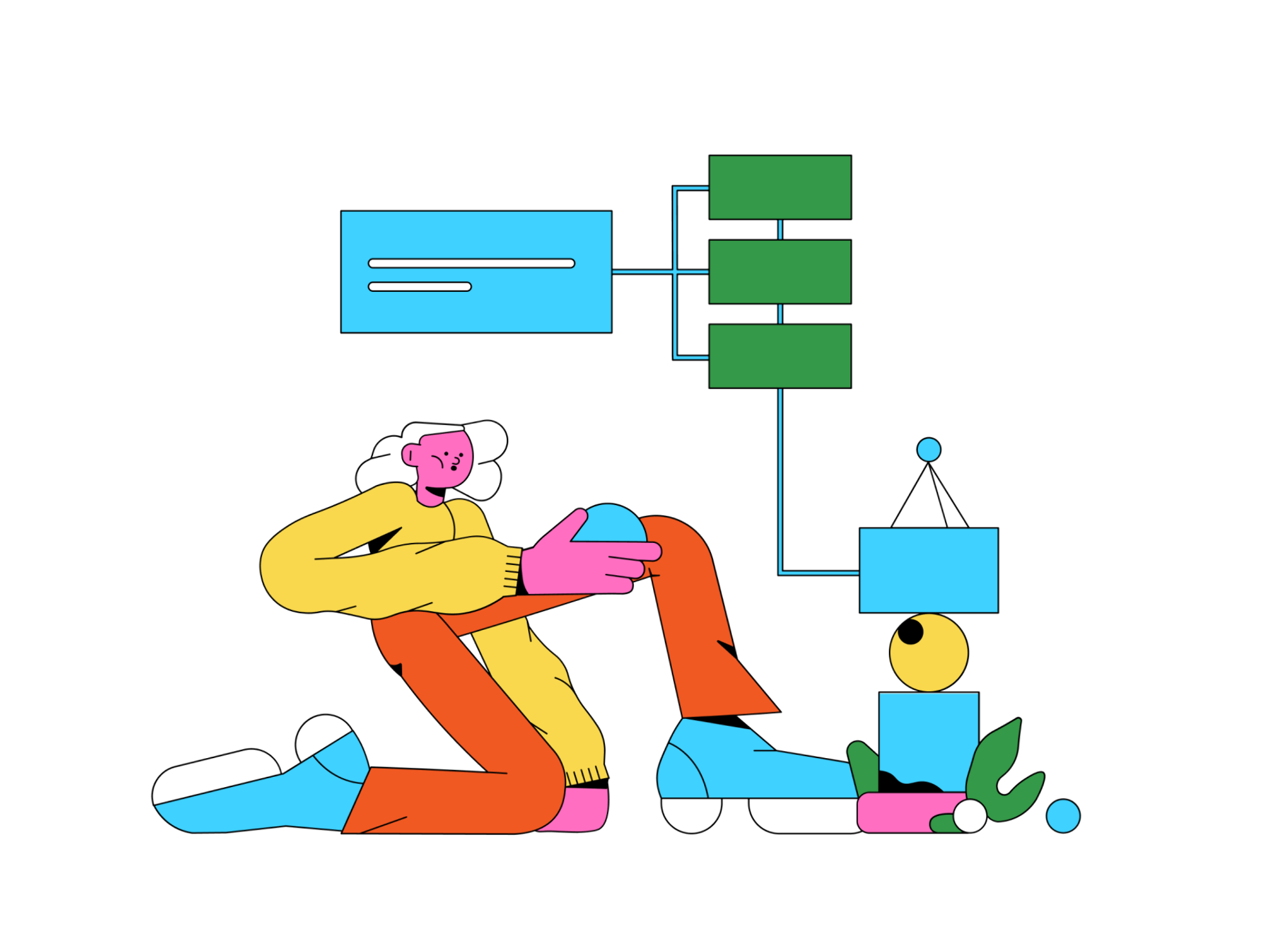 Illustration of a character exercising outdoors.