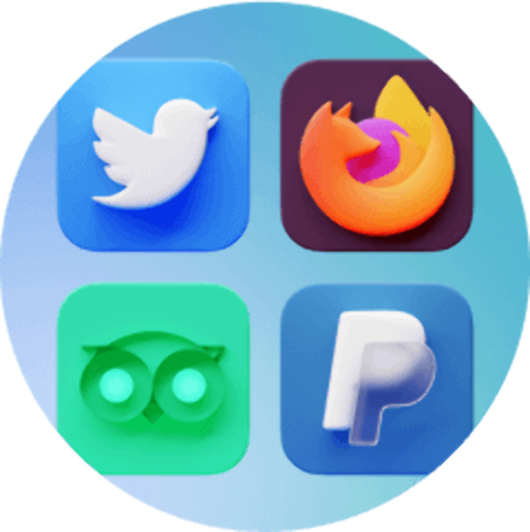 Stylish set of vibrant 3D icons in various colors