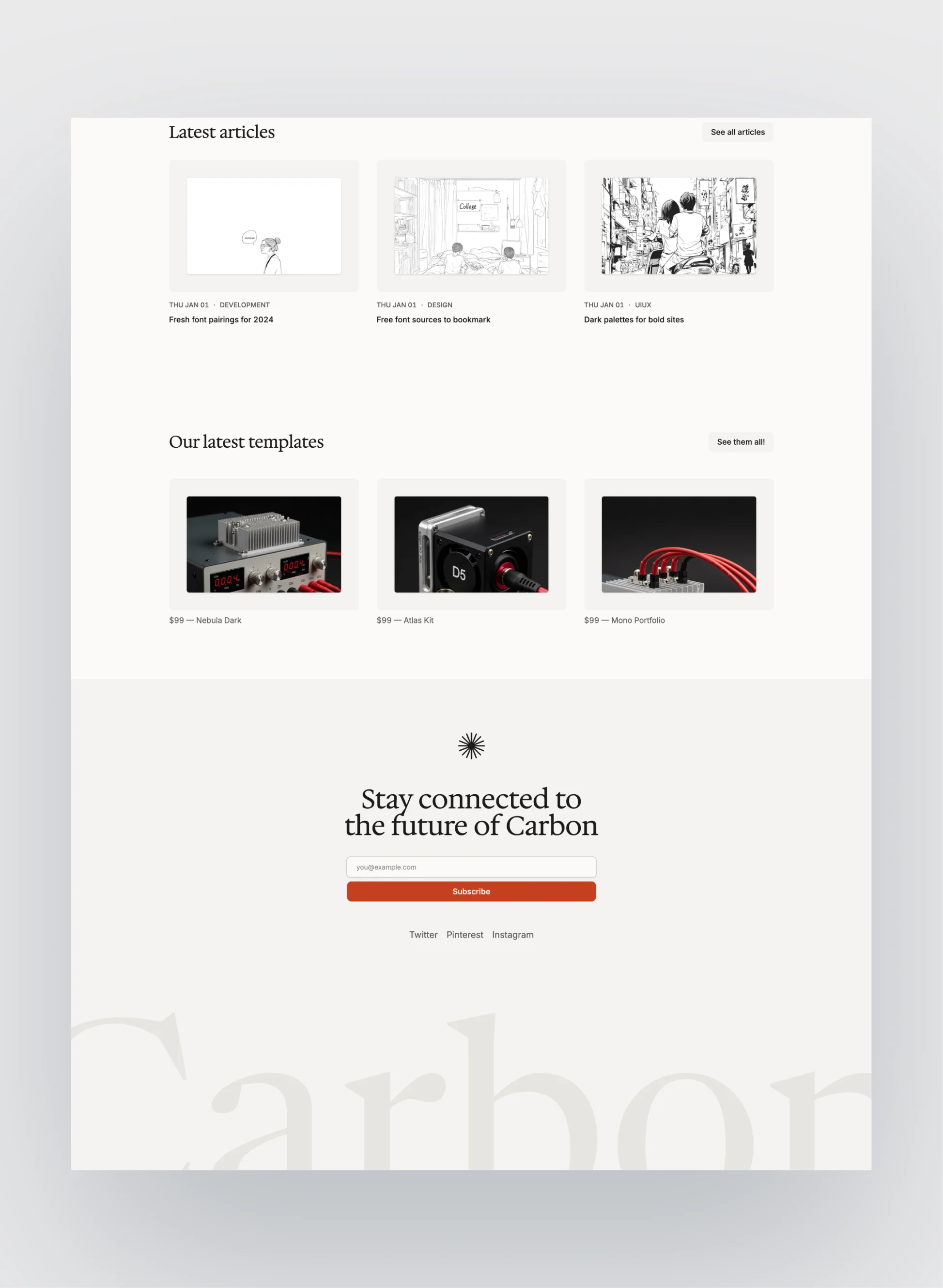 Detail view of Carbon's resource listing interface.