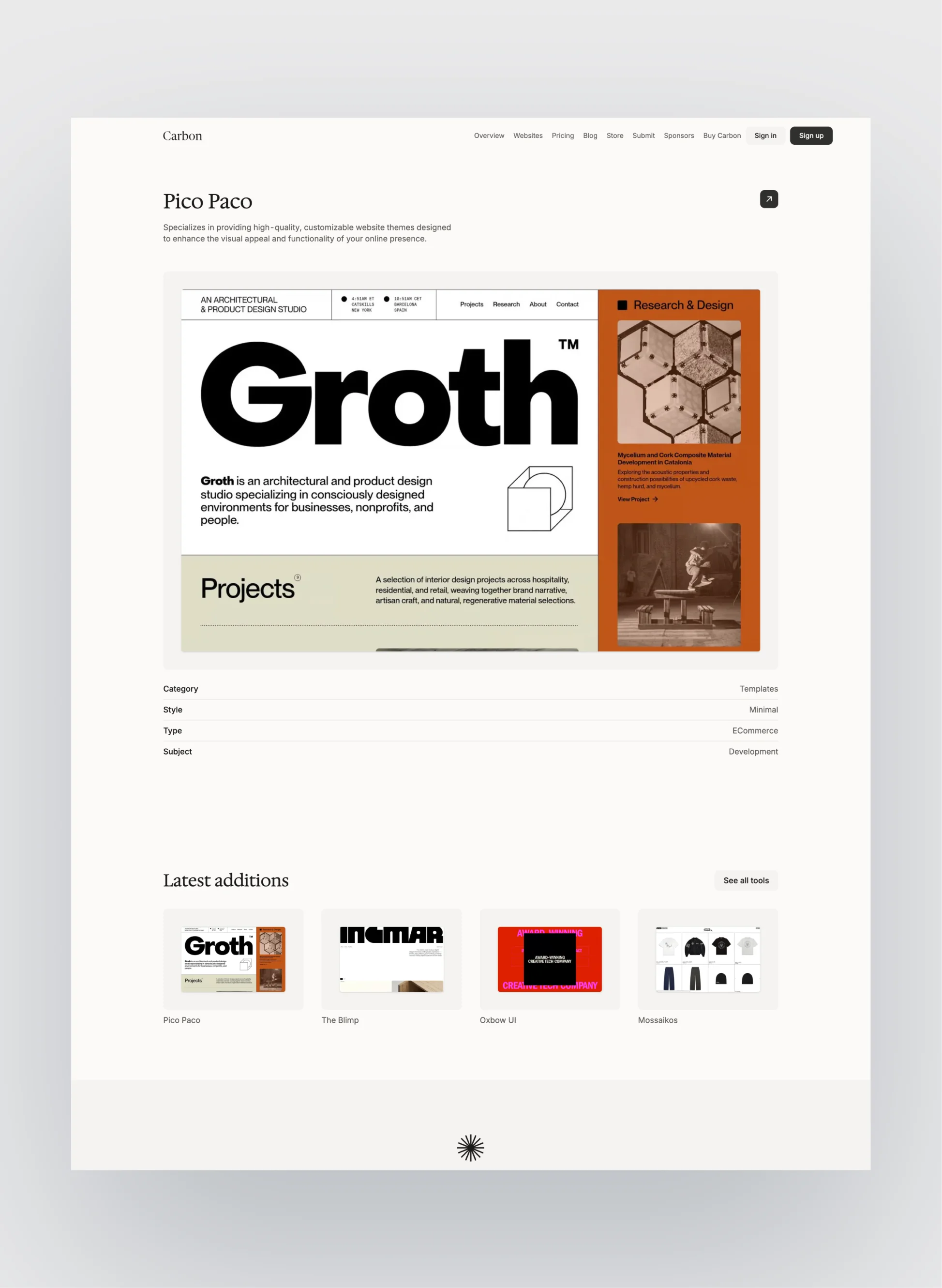 Responsive design of Carbon displayed on a mobile device.