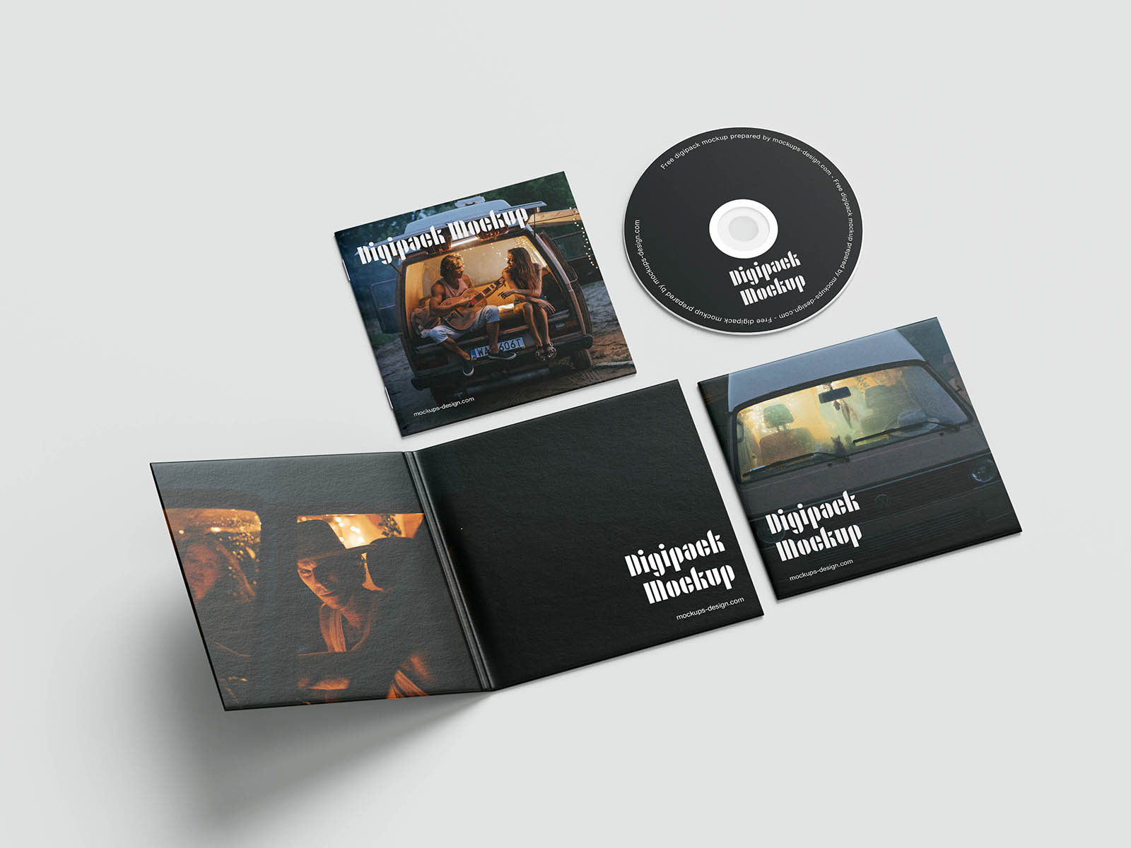 Open CD digipack mockup with inner sleeve design