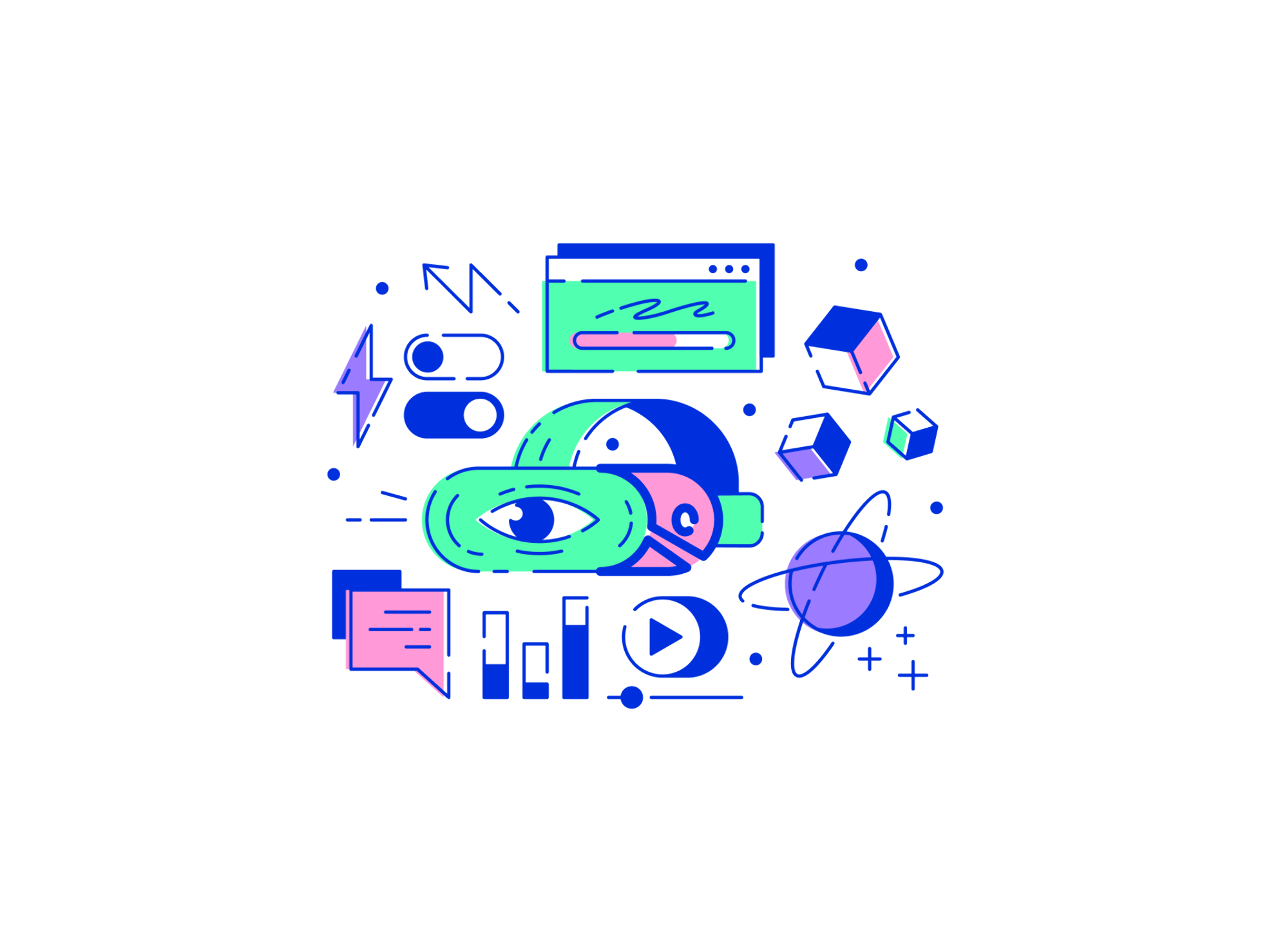 Vector art of a crypto-themed scene