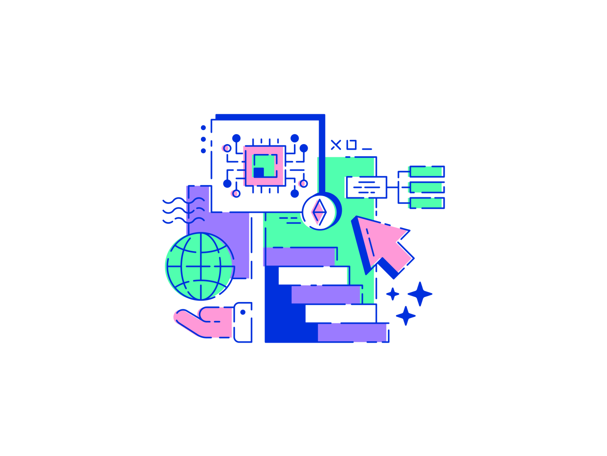Virtual reality illustration with a futuristic touch