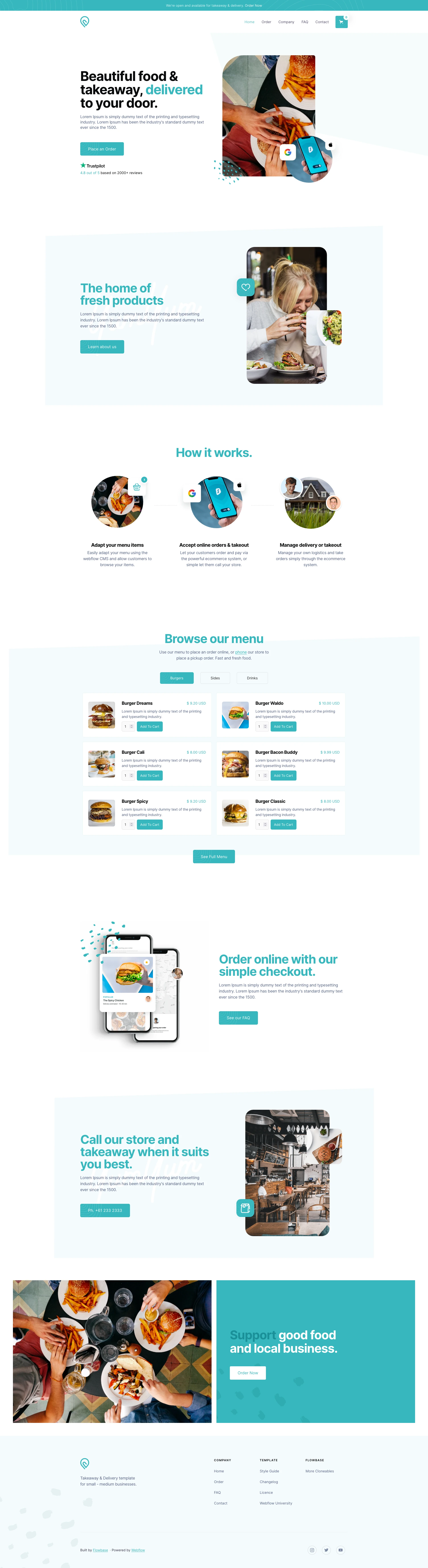 Chomp Restaurant template homepage preview