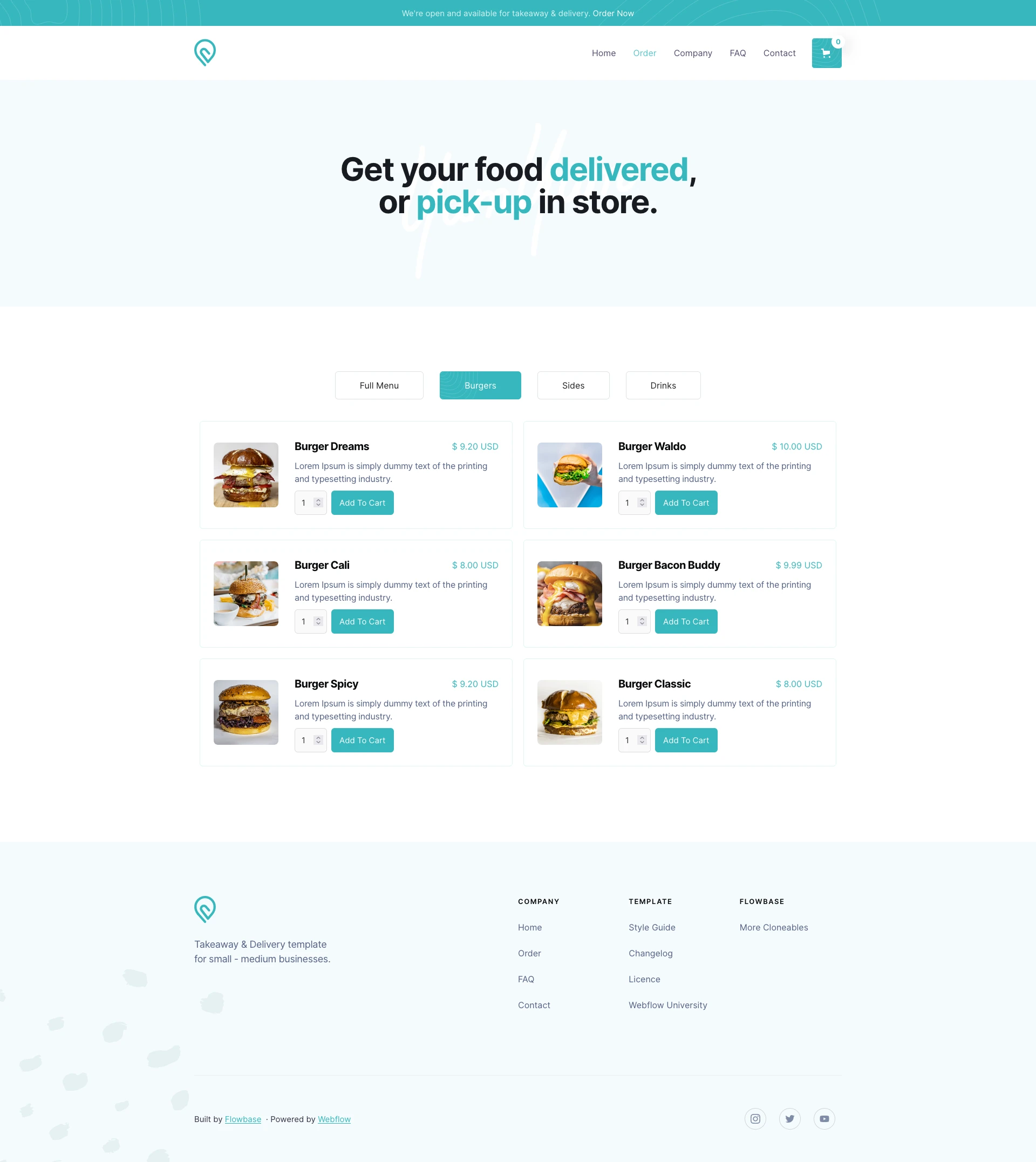 Chomp Restaurant menu section preview