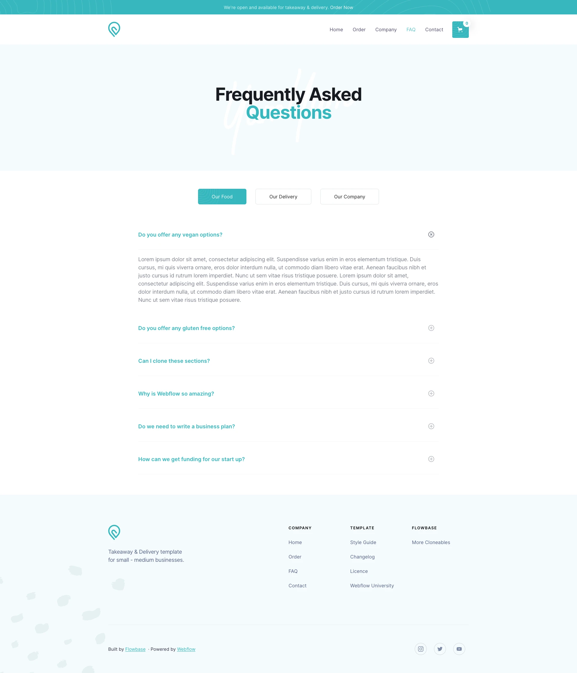 Chomp Restaurant contact section layout preview