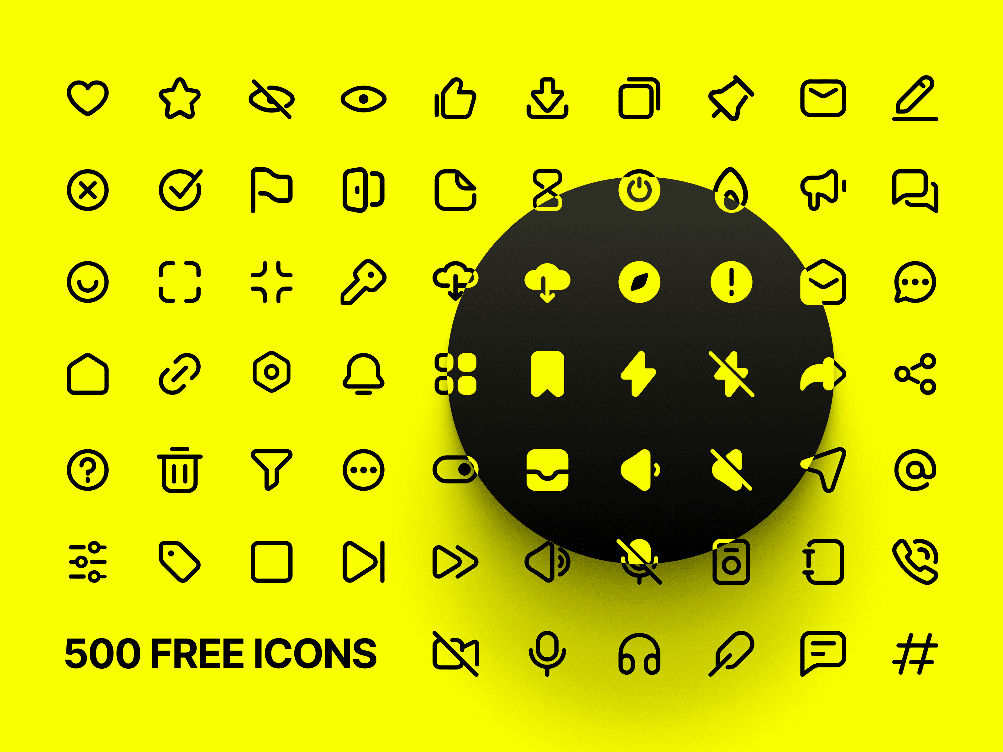 Fill version of Clickons icon set in a grid layout.