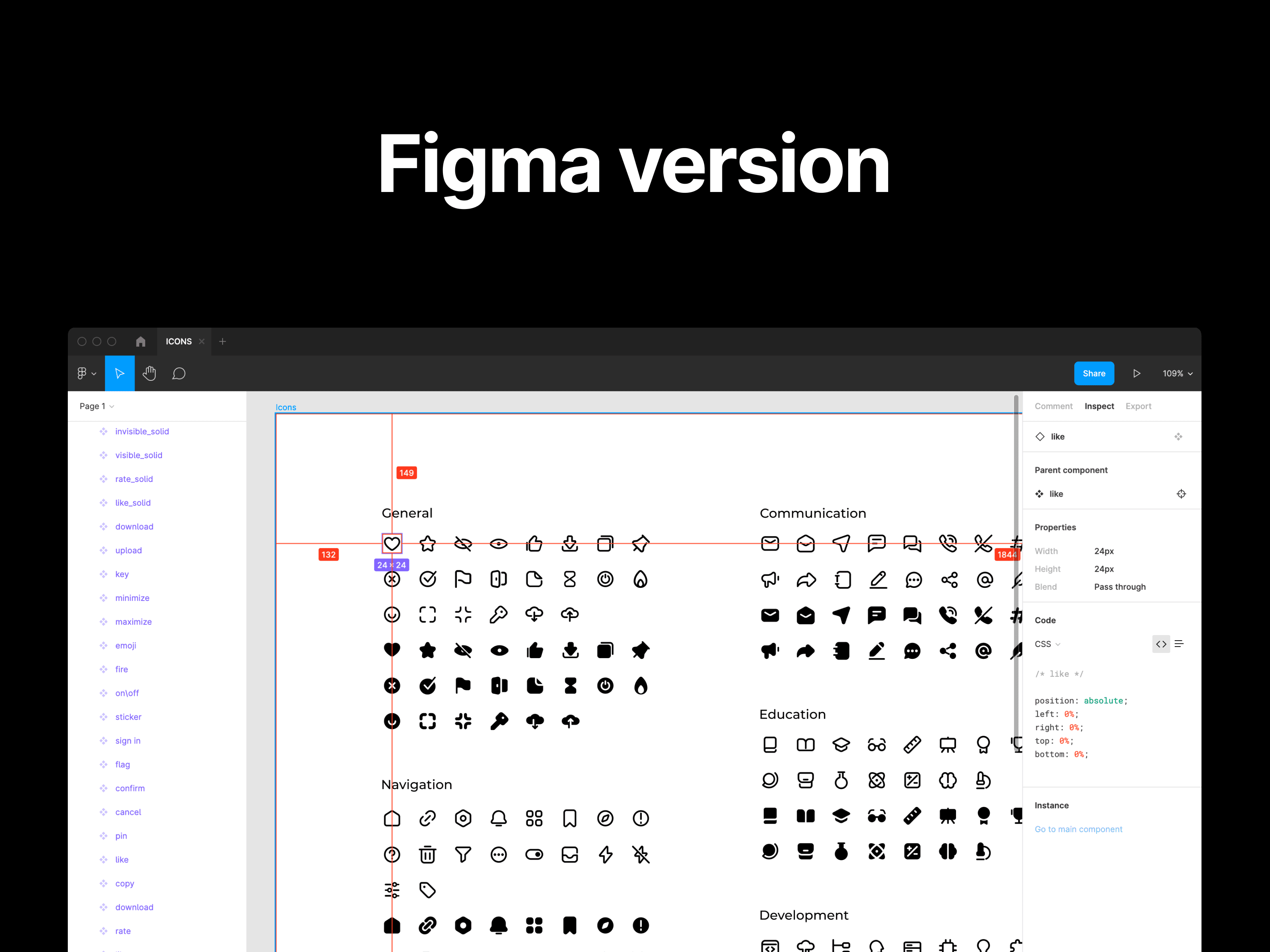 Preview of the Clickons icons in Figma interface.
