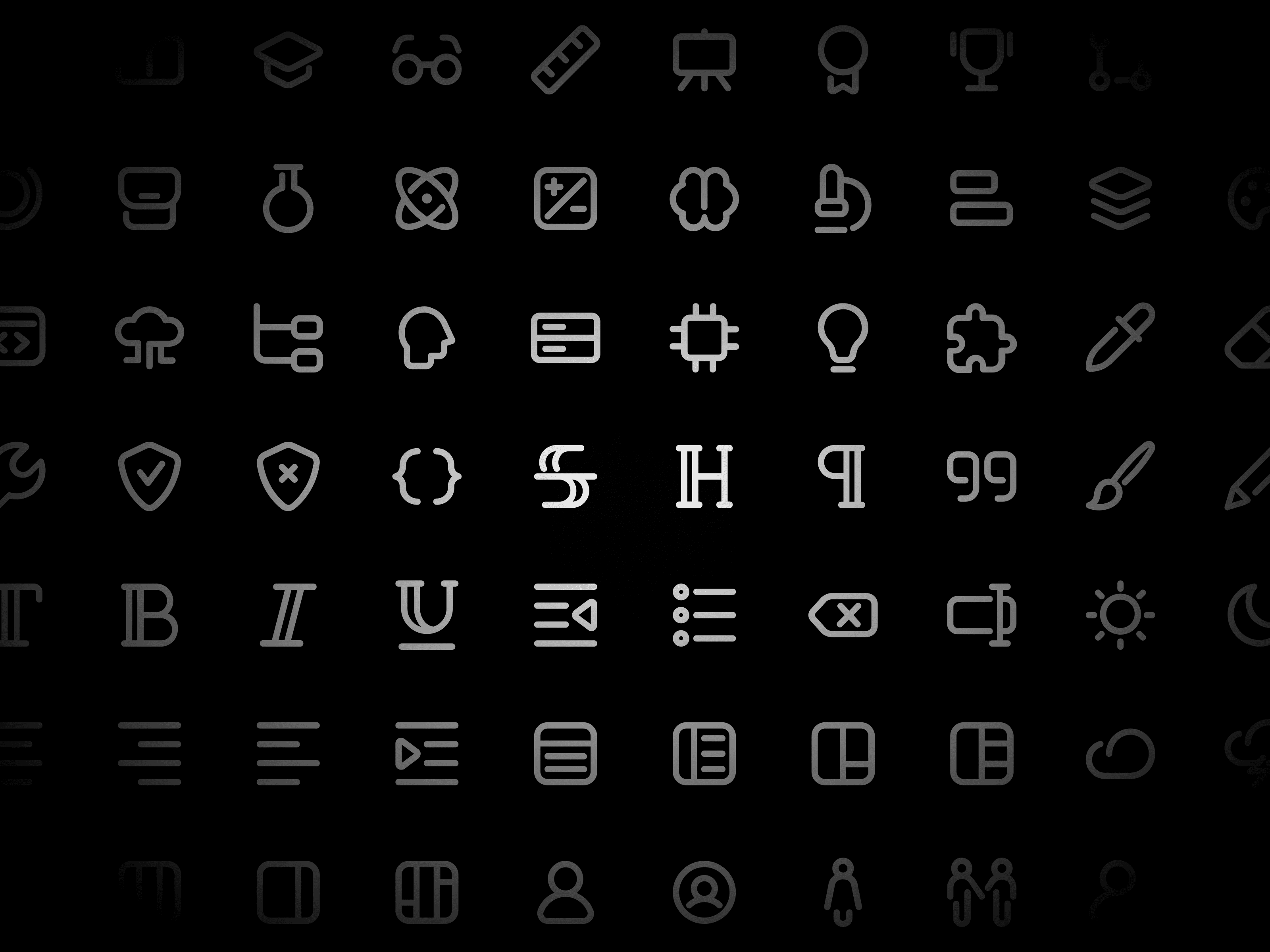 Diverse Clickons icons displayed in Sketch application.