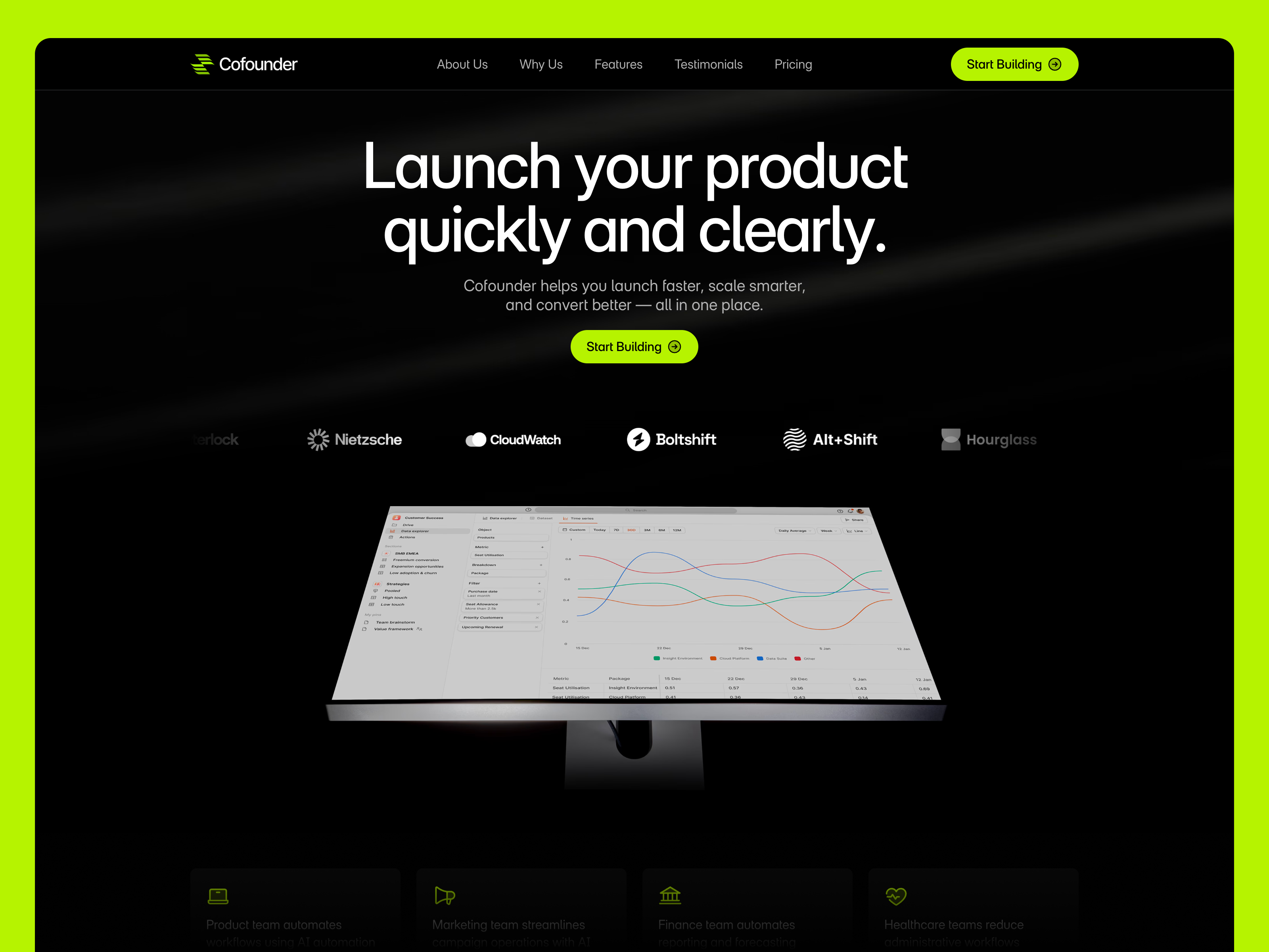 Preview of the Cofounder landing page template in Framer
