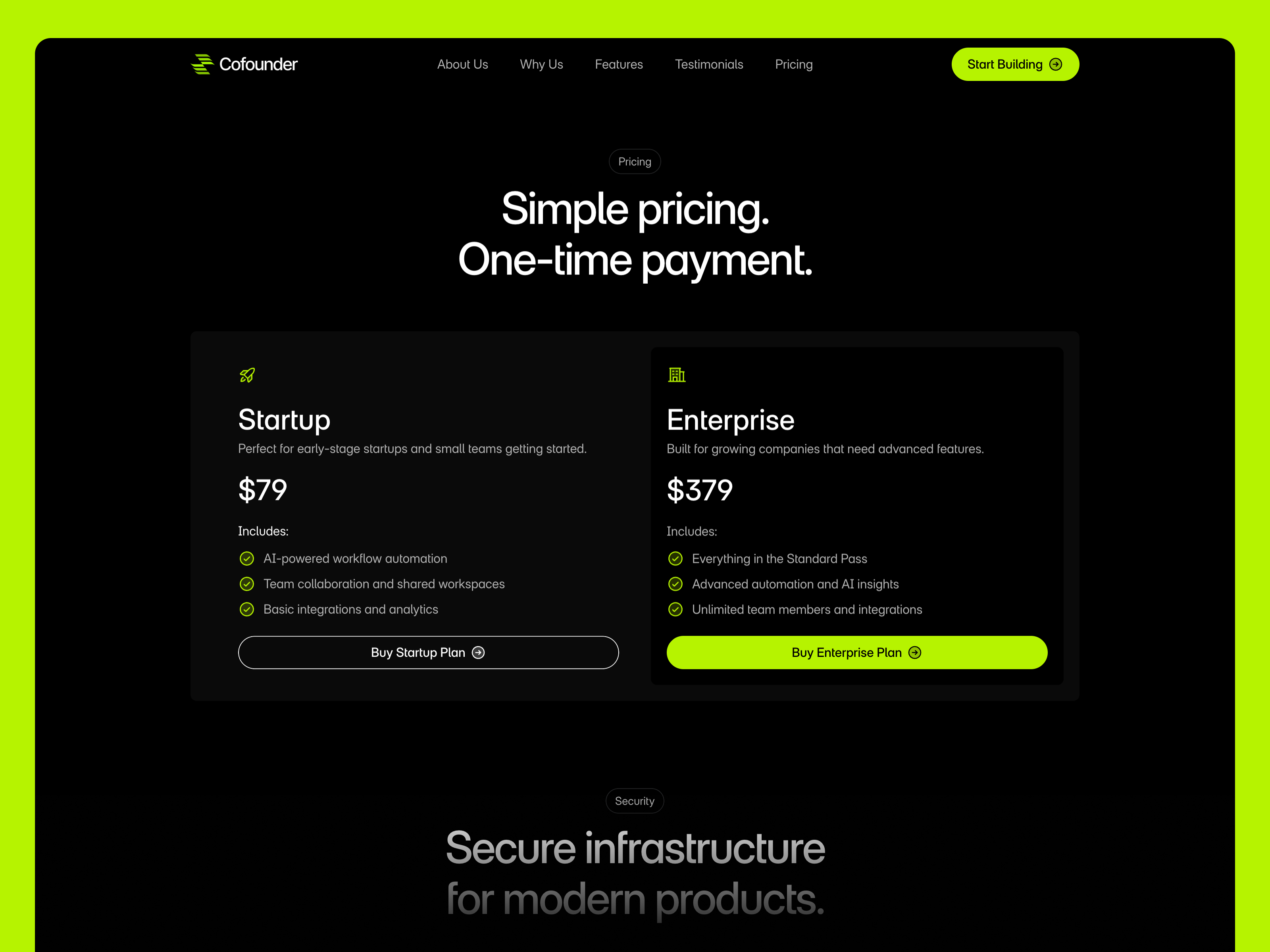 Customizable components of the Cofounder template