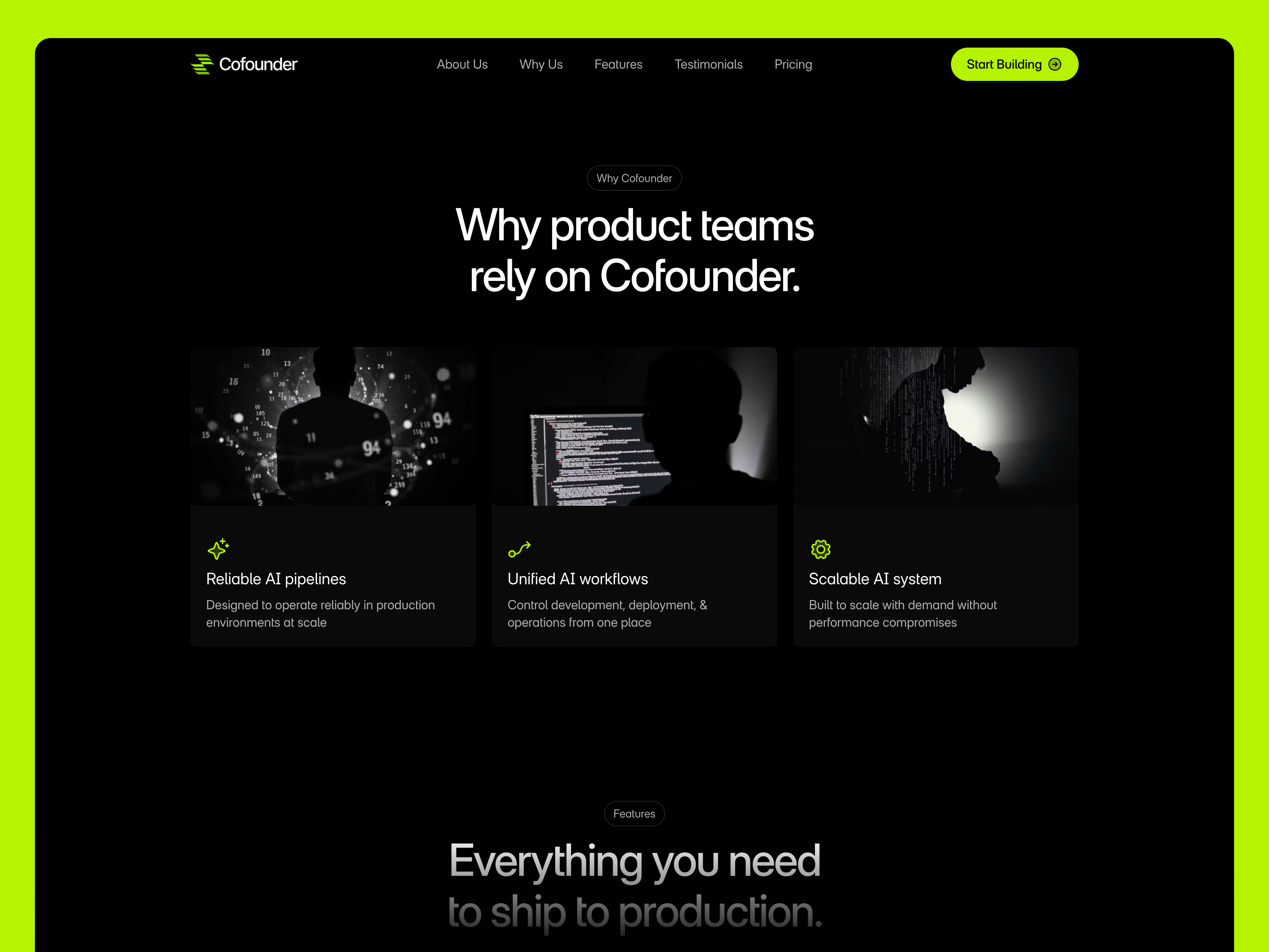 Cofounder landing page on various devices