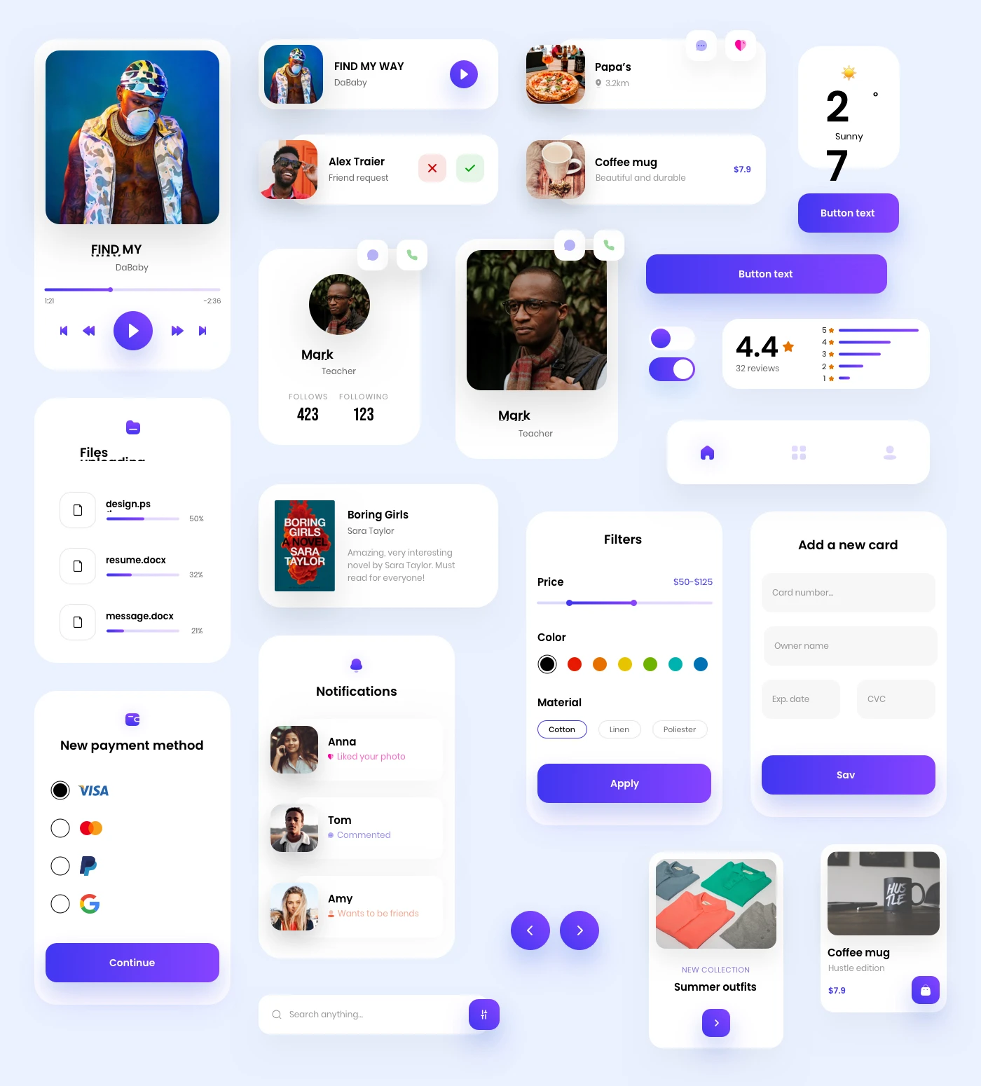 Preview of the Components Free UI Kit with elegant design components.