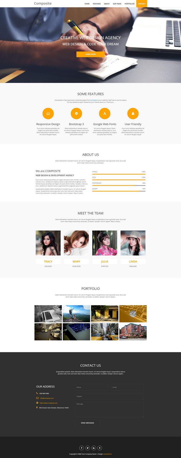 Display of the responsive design of the Composite Template.