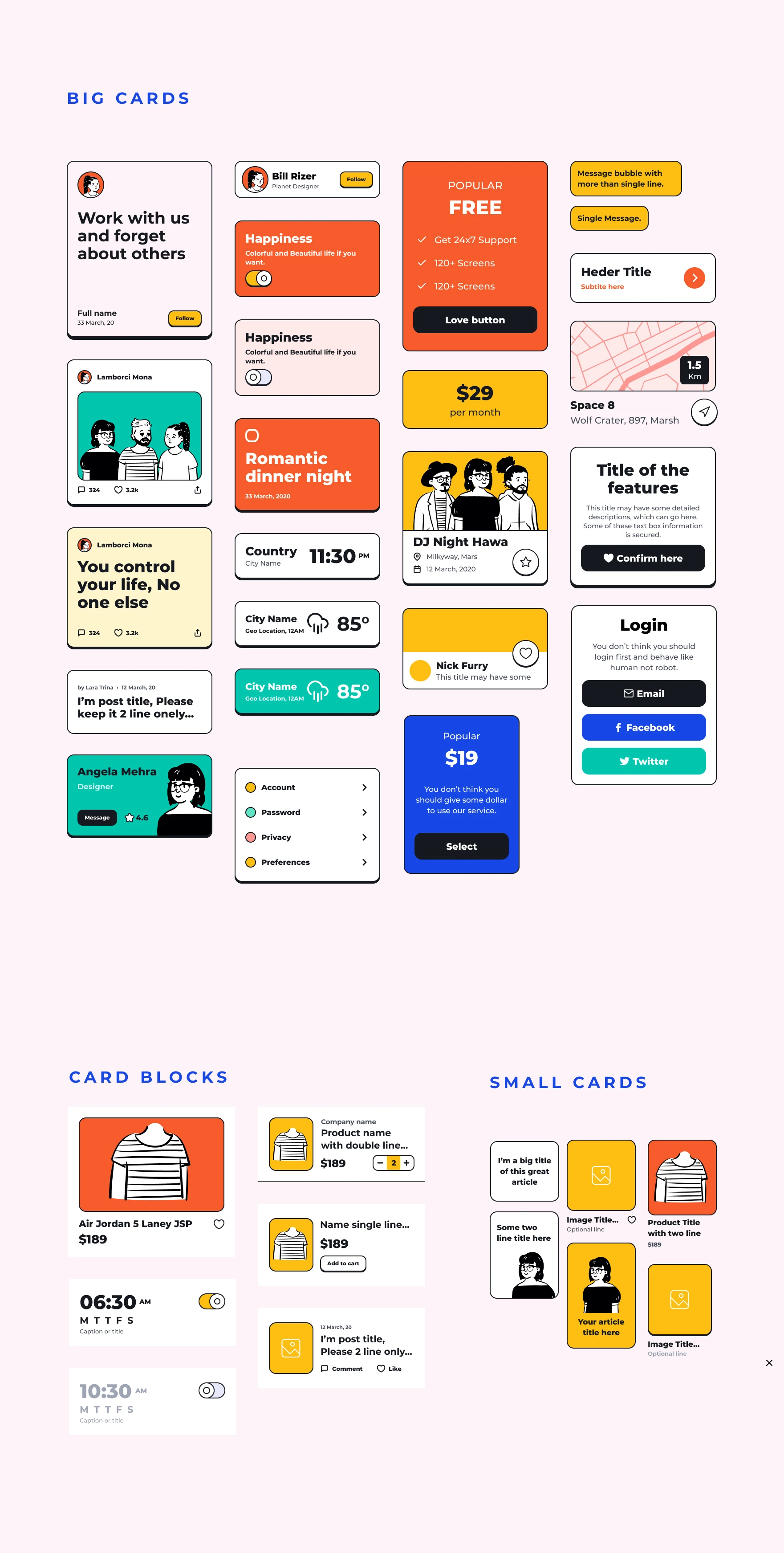 Display of mobile screens available in the Contra wireframe kit