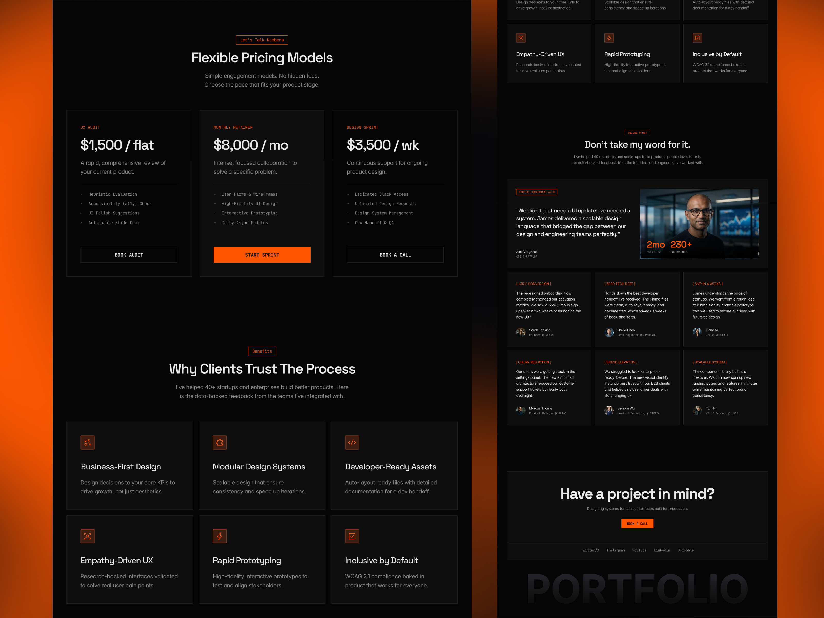 Testimonials area in Darx template