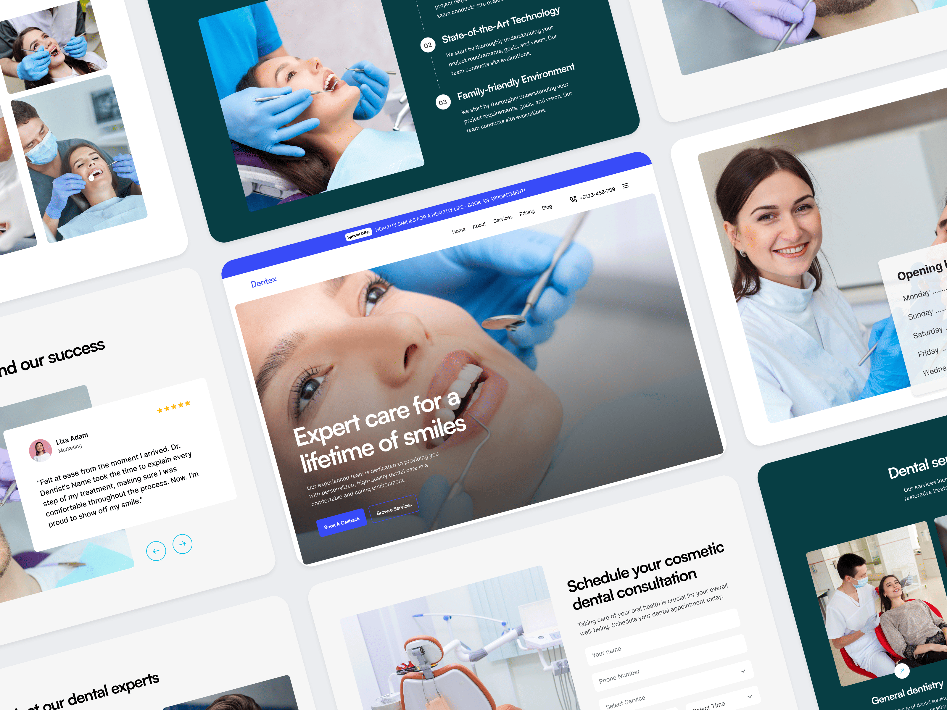 Preview of Dentex Framer template for dental clinics