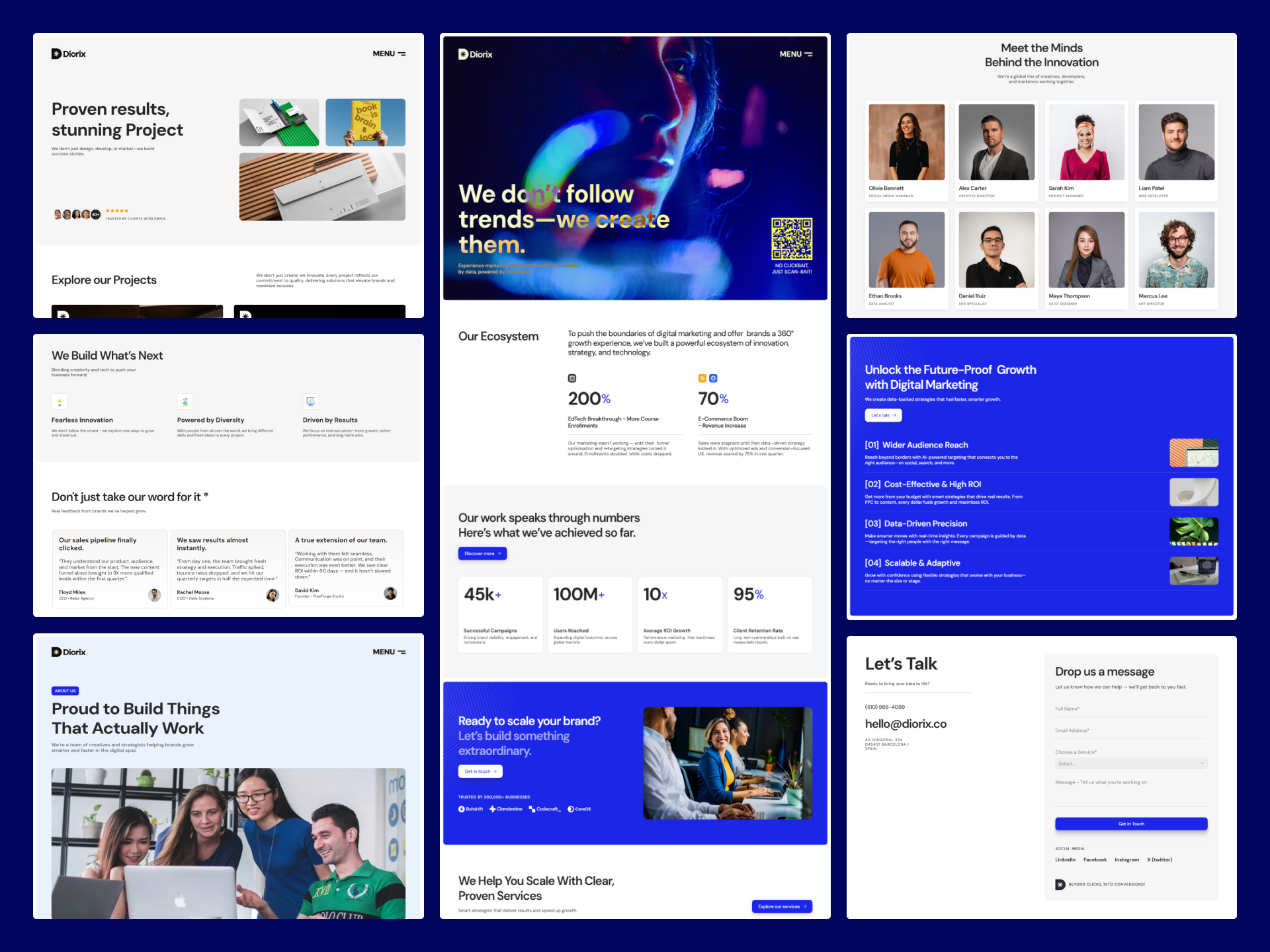 Diorix services page layout