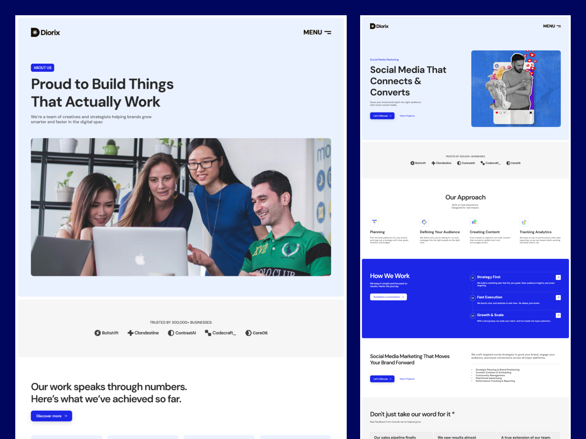 Diorix blog section design