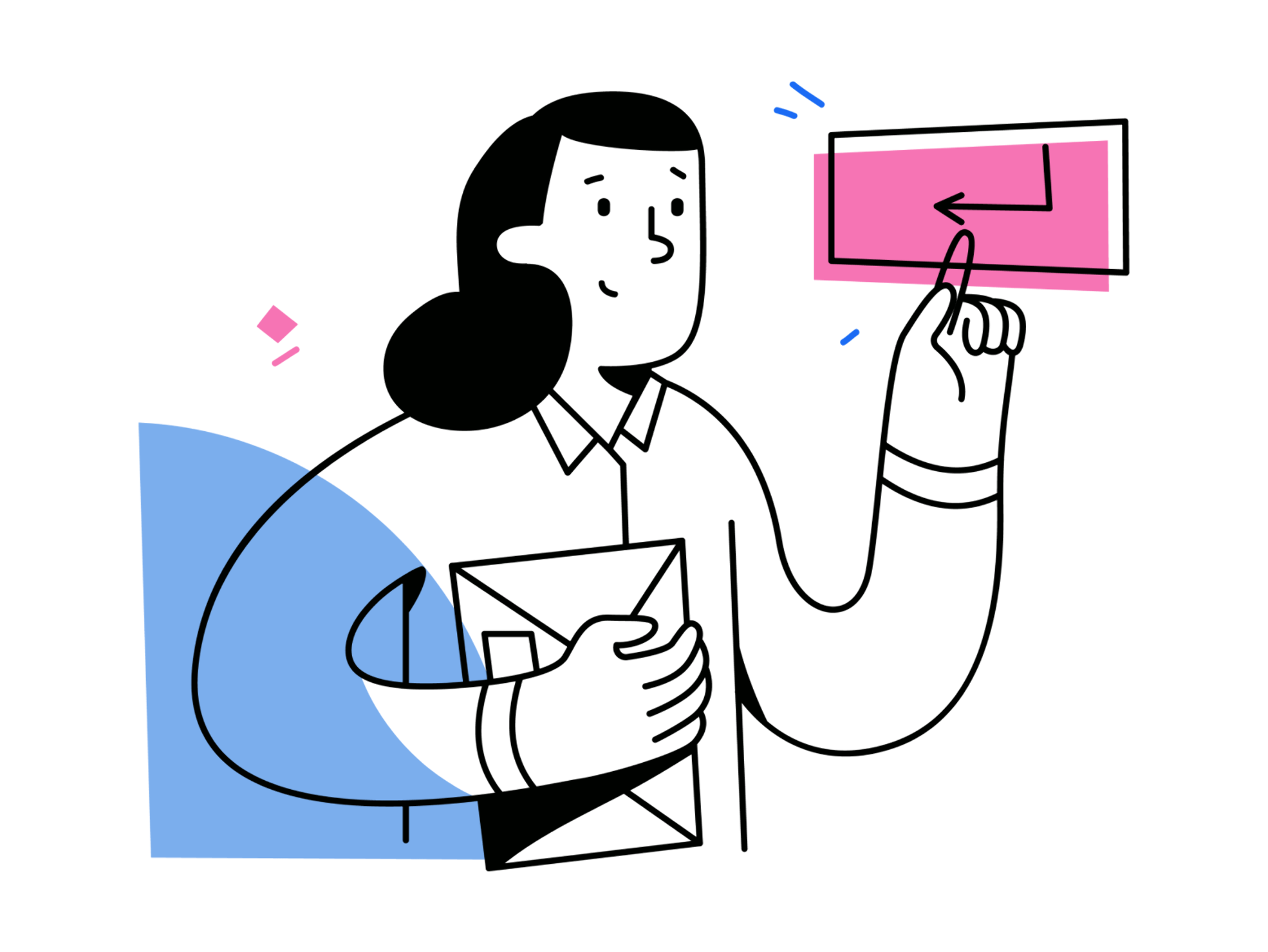 Colorful illustration of a character working at a desk