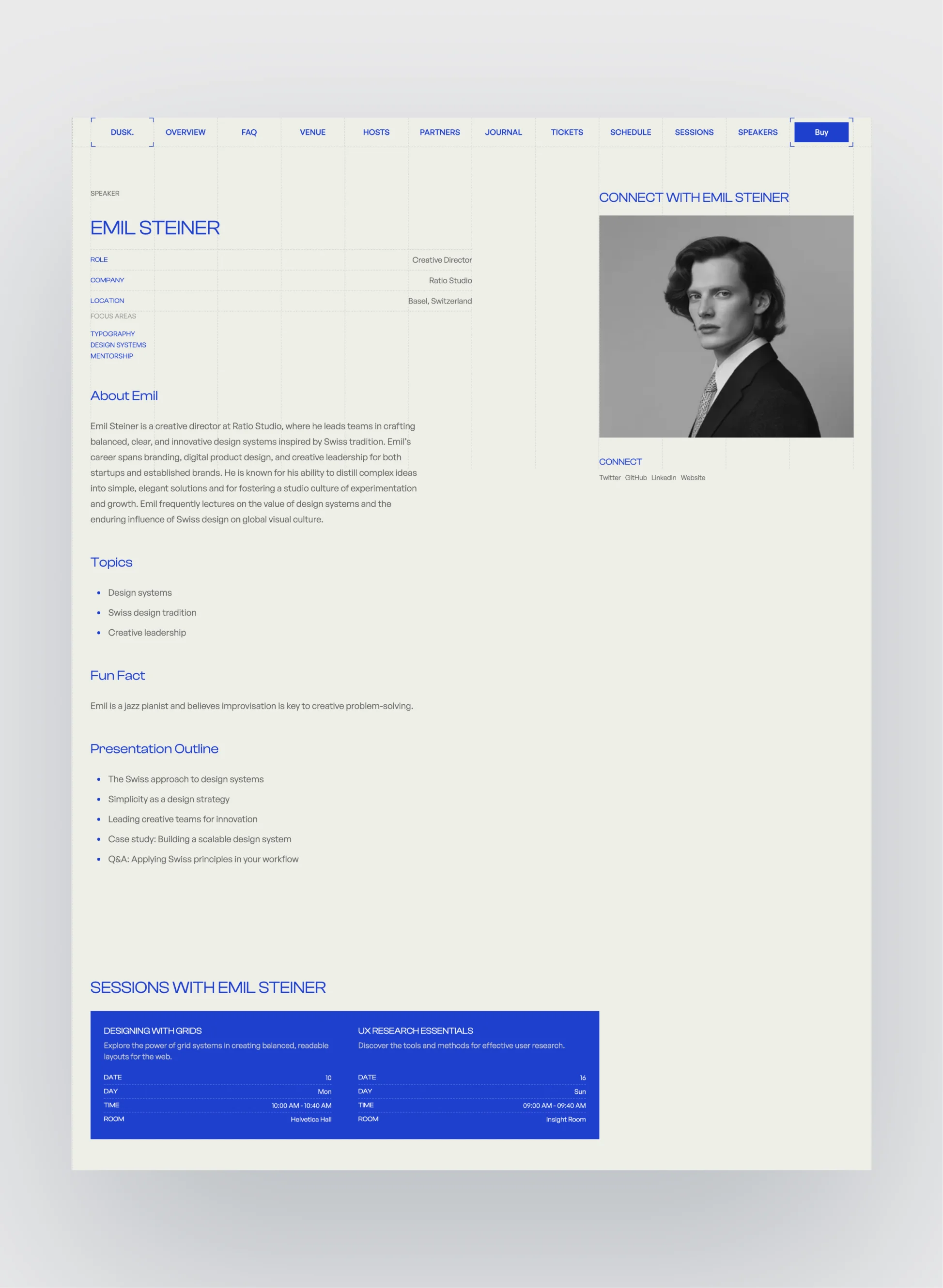 Festival event page design of Dusk