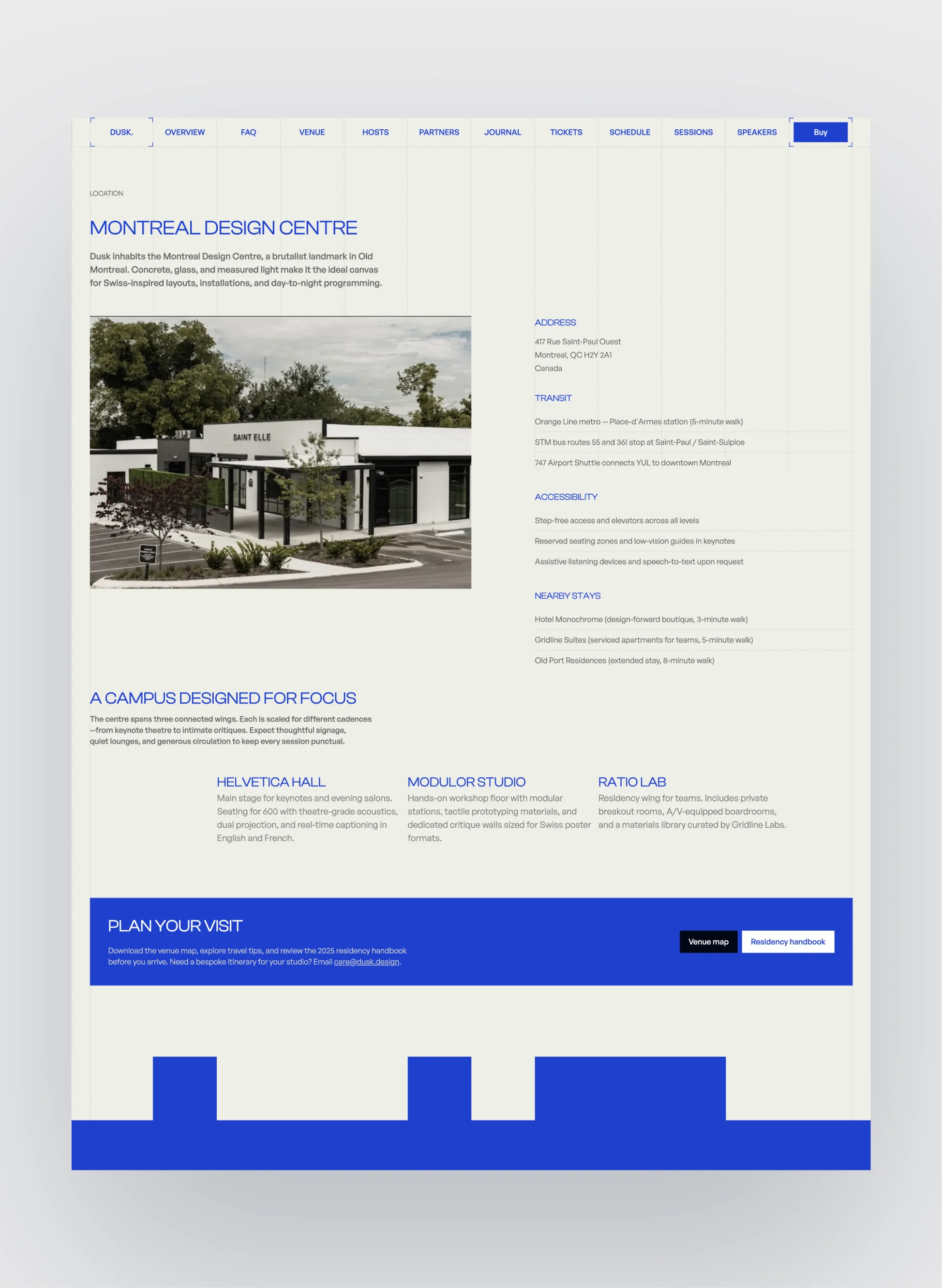 Dusk template featuring clear navigation