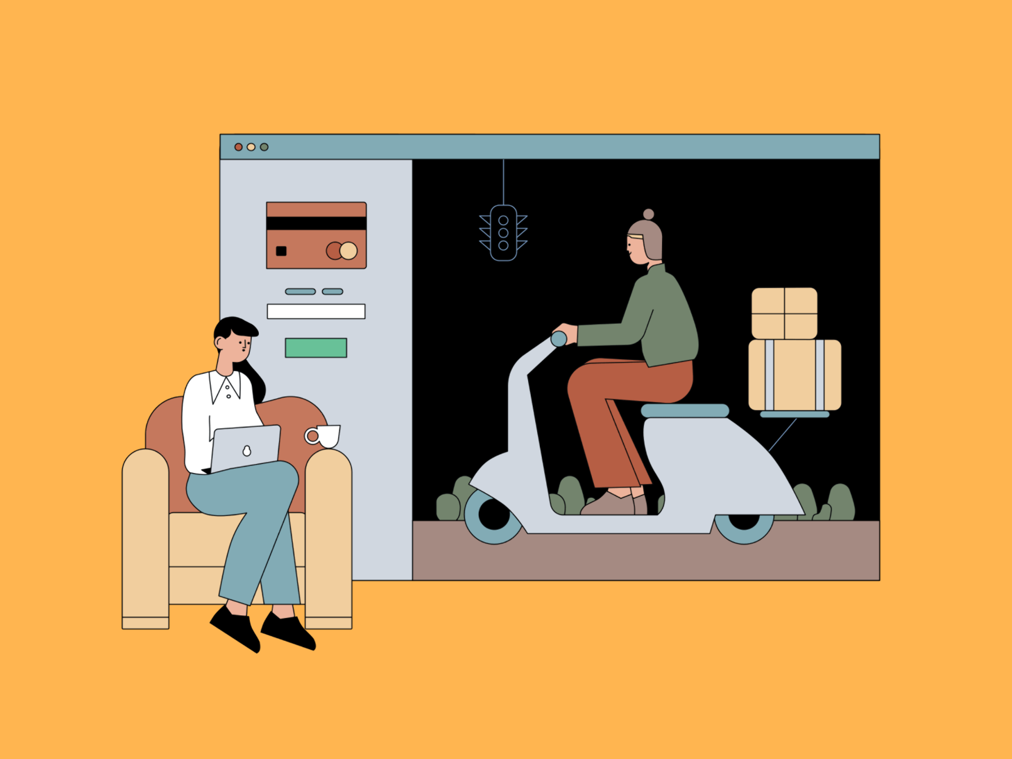 Vector illustration of online shopping cart