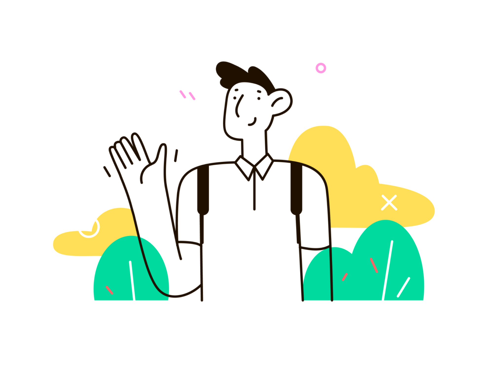 Bright and cute illustration of characters working