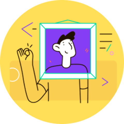 Illustration of a character studying with books